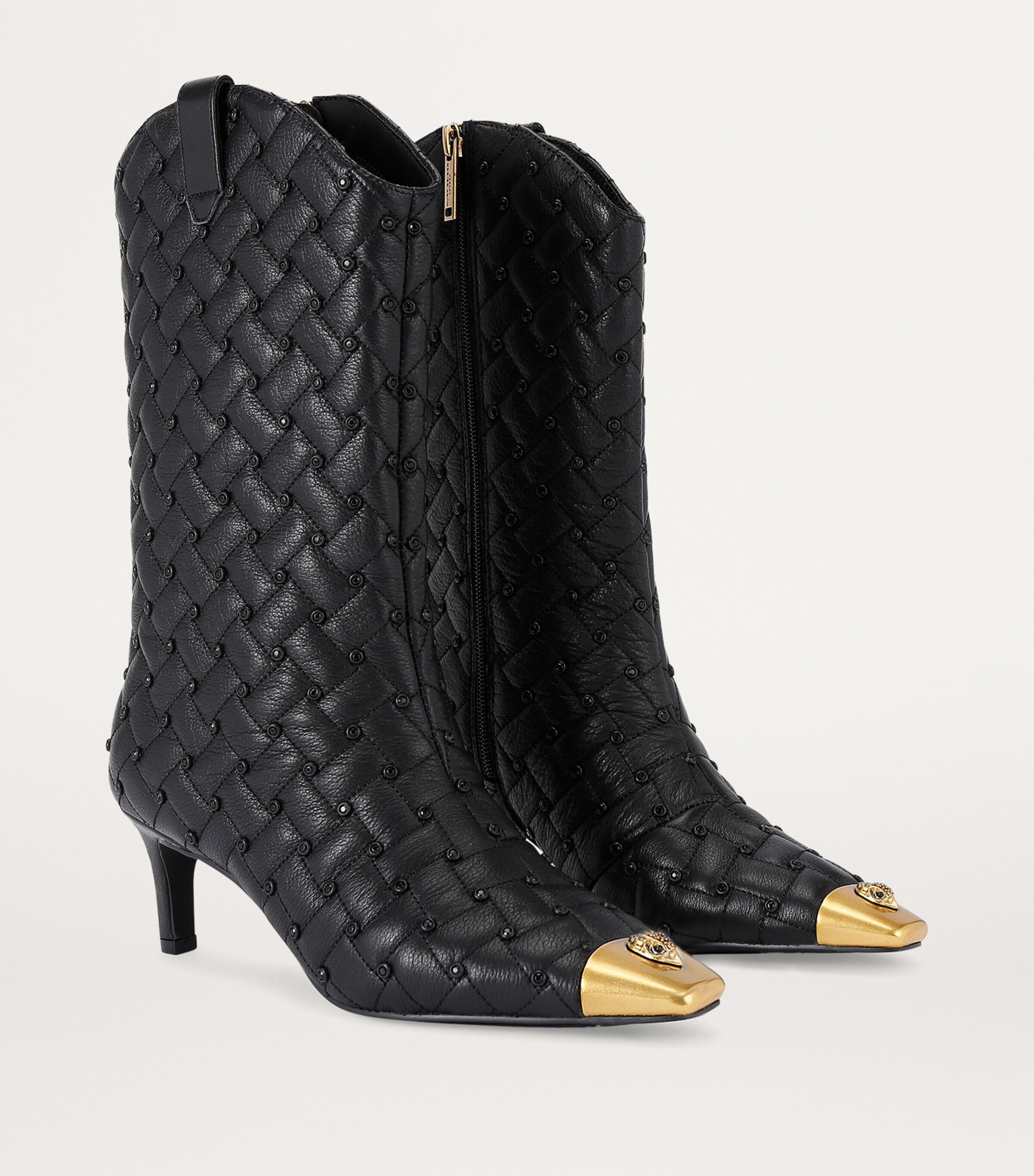 Kurt Geiger London Leather Cyrstal Embellished Regent Boots 65 Black/comb Image 4