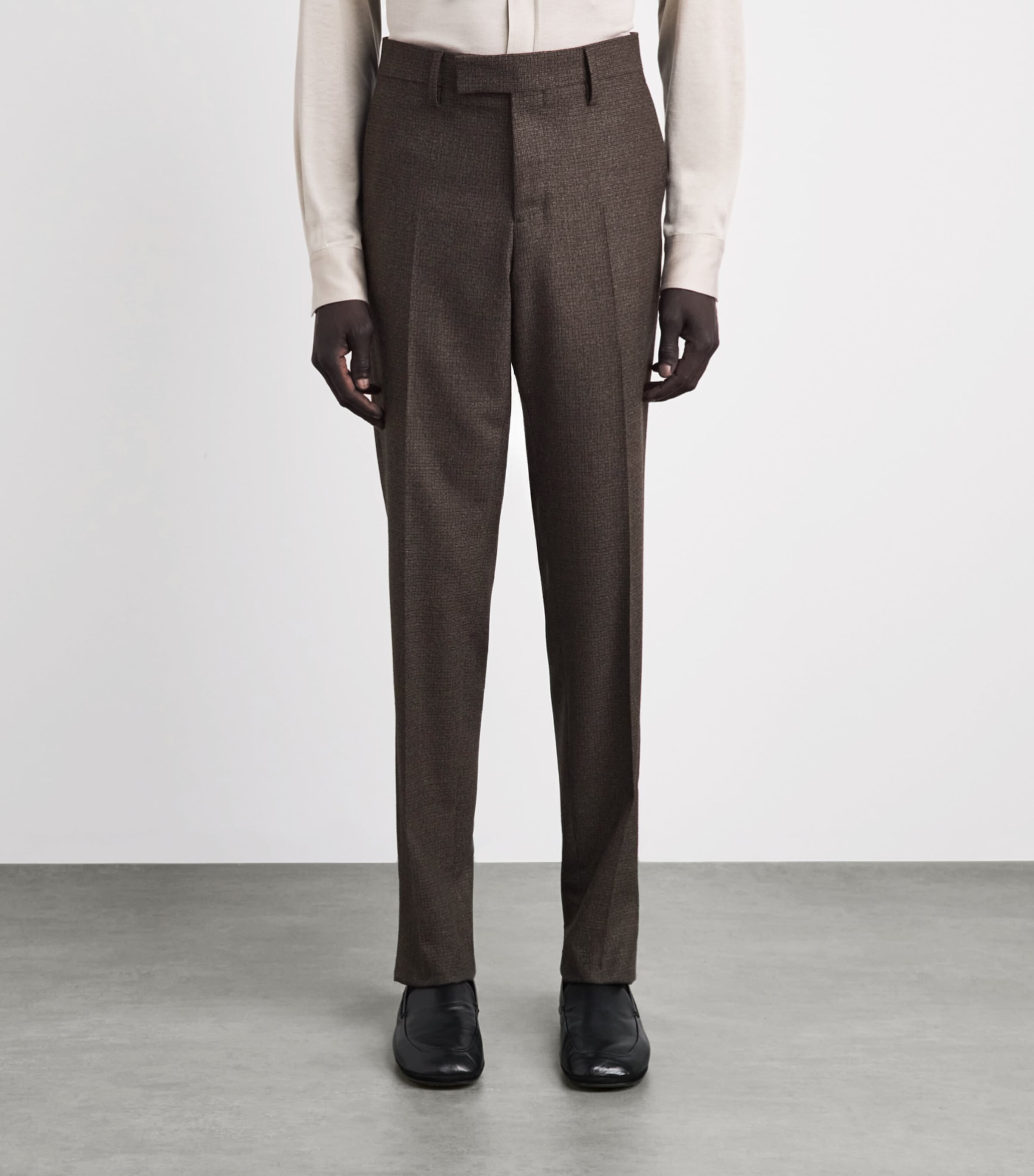 Lardini Mens Virgin Wool Check Trousers Brown Pdp Image 4