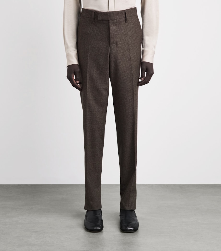 Lardini Mens Virgin Wool Check Trousers Brown Pdp Image 4