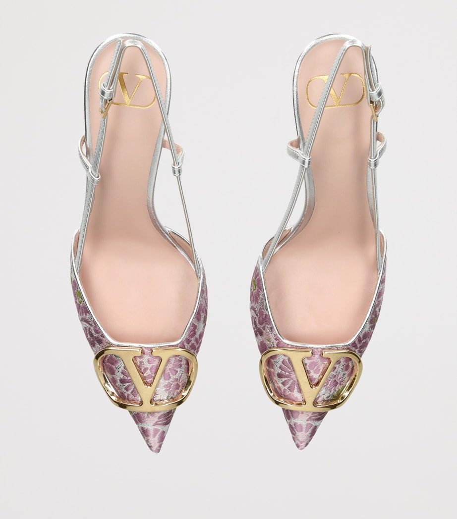 Valentino Garavani Jacquard VLogo Slingback Heels 80 Blush Image 3