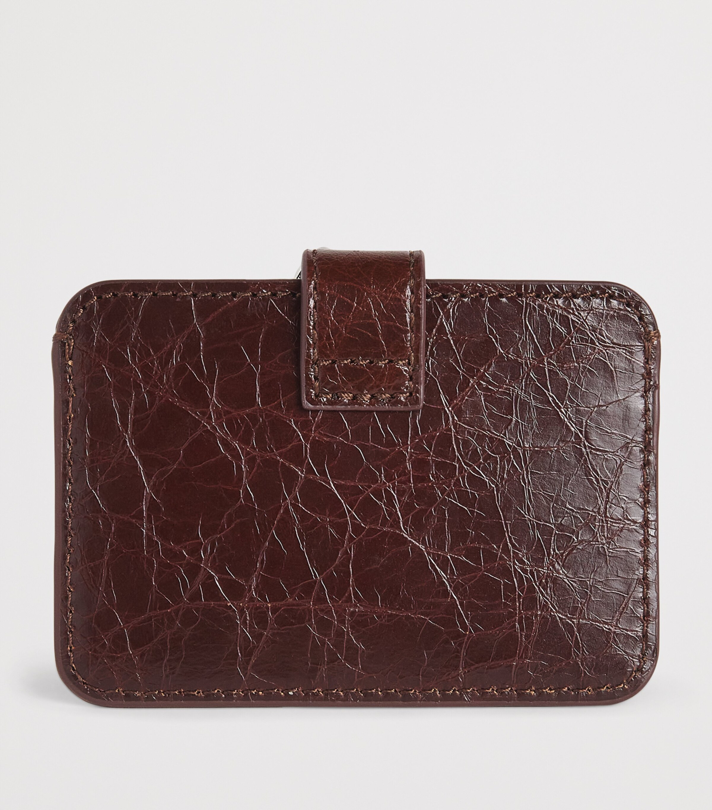 Cracked Leather Miss M Card Holder DARK BROWN Image 2