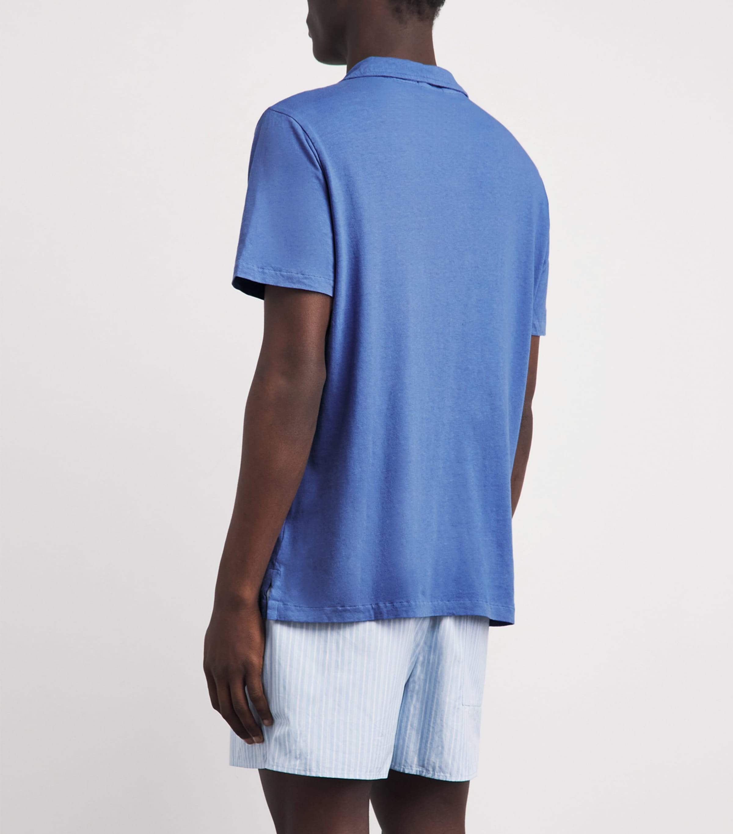 Polo Ralph Lauren Mens Cotton-Linen Open-Collar Polo Shirt Modern Royal Image 5