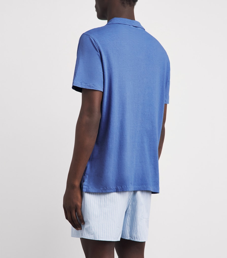 Polo Ralph Lauren Mens Cotton-Linen Open-Collar Polo Shirt Modern Royal Image 5