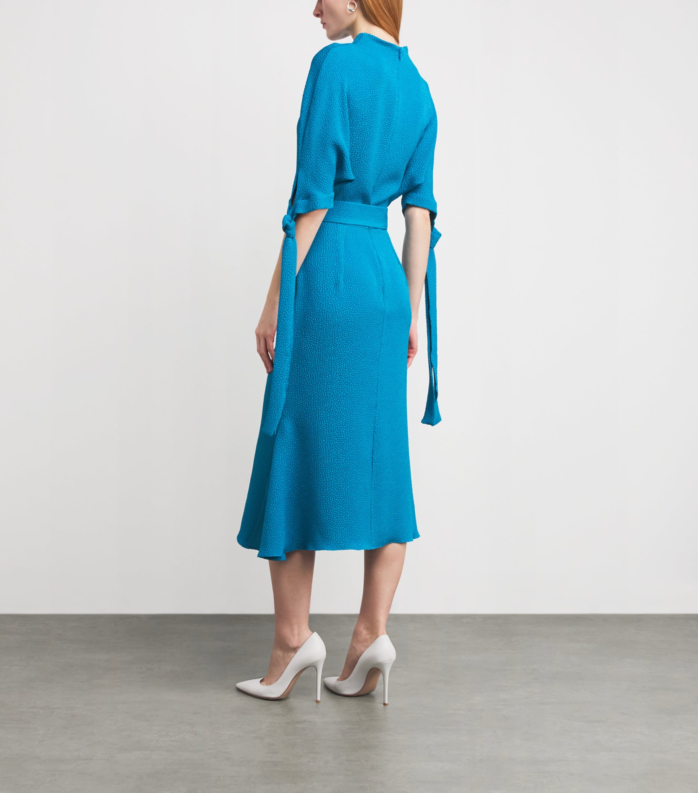 Jacquard Belted Pedernal Midi Dress LAGUNA BLUE Image 3