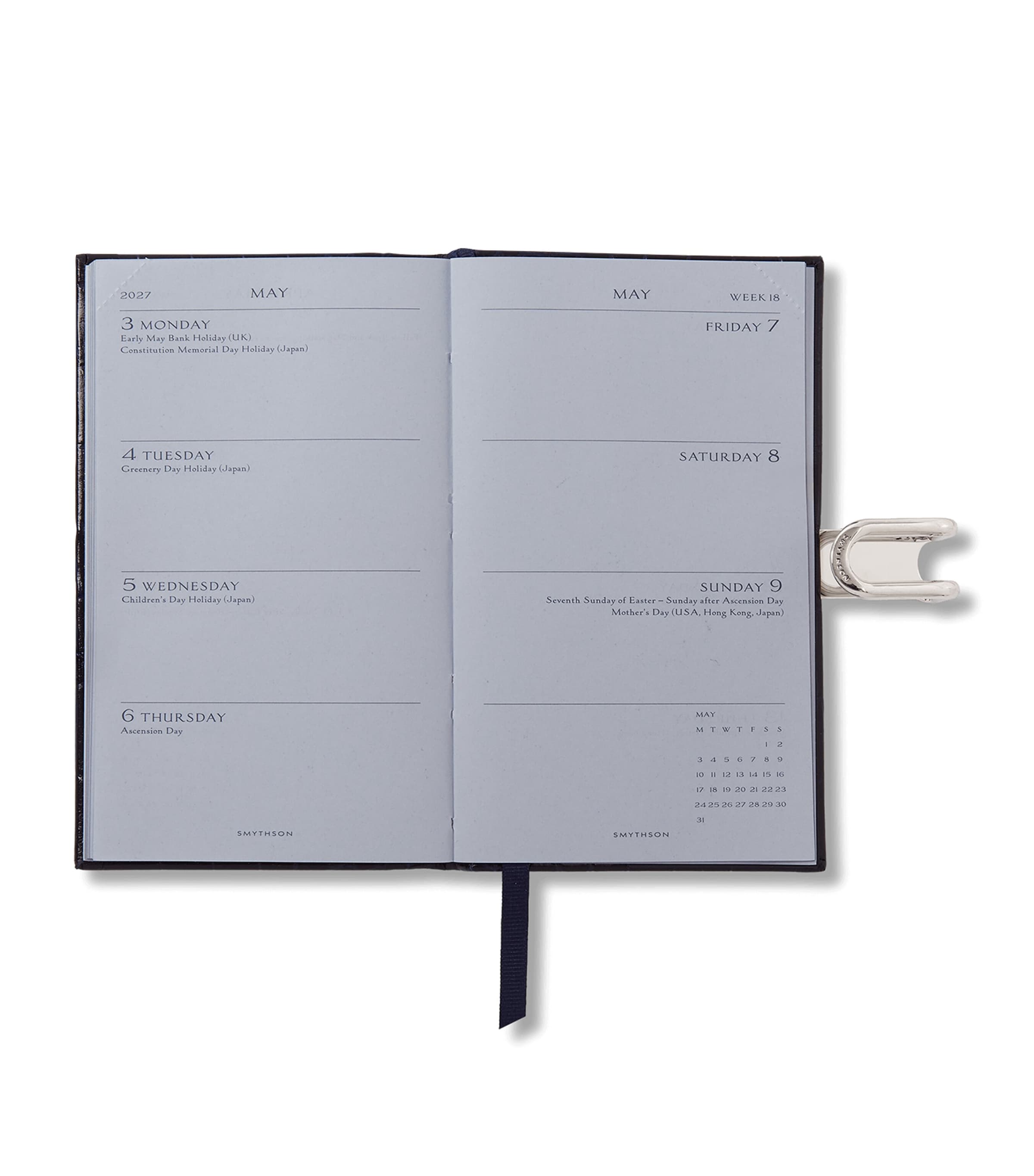 Smythson Leather Mara A6 2026 Mid-Year Diary Navy Image 2