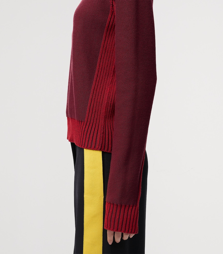 LOEWE Womens Contrast-Trim Sweater Burgundy/red Image 5