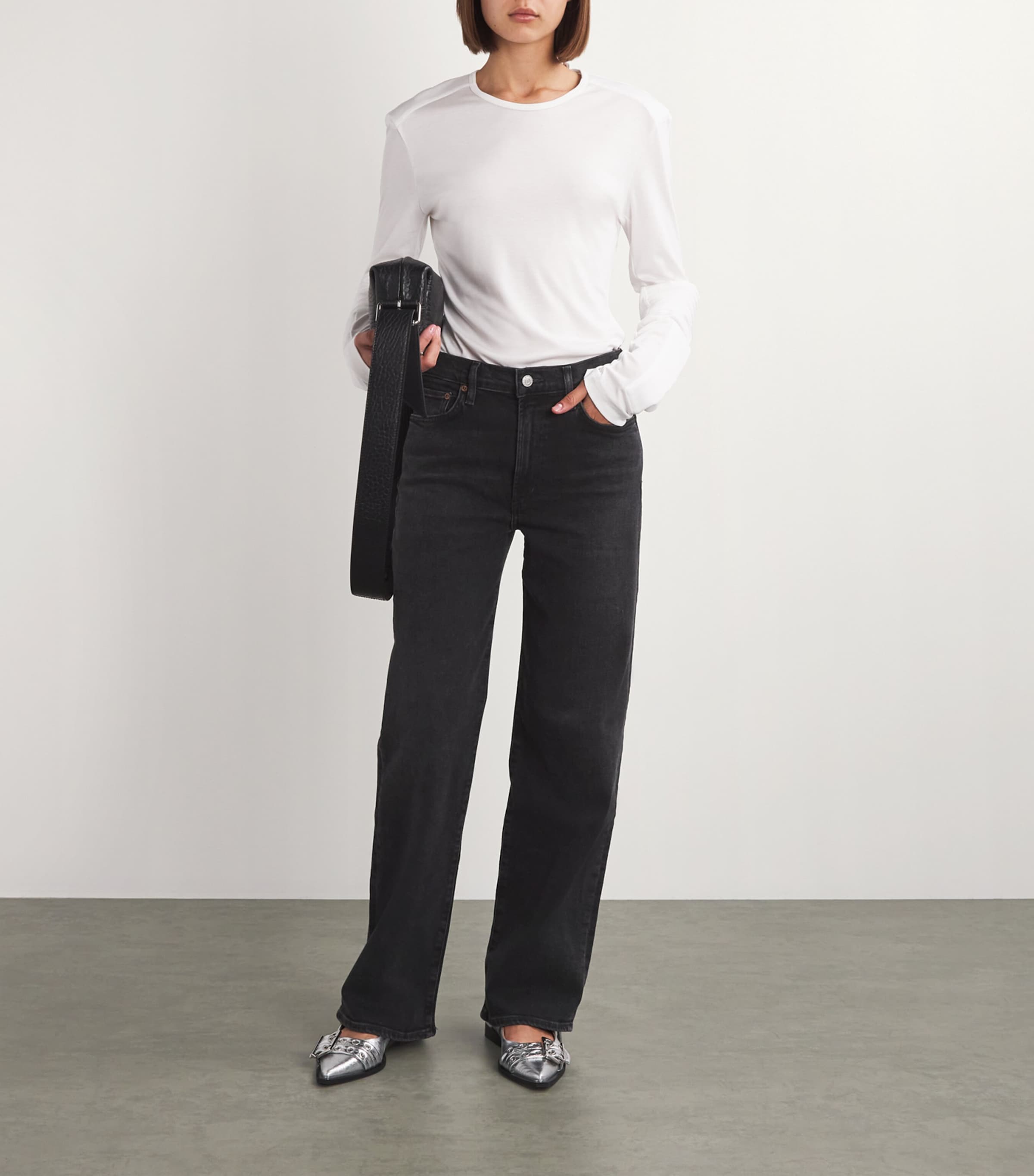 AGOLDE Womens Harper Mid-Rise Straight Jeans Hush Image 2