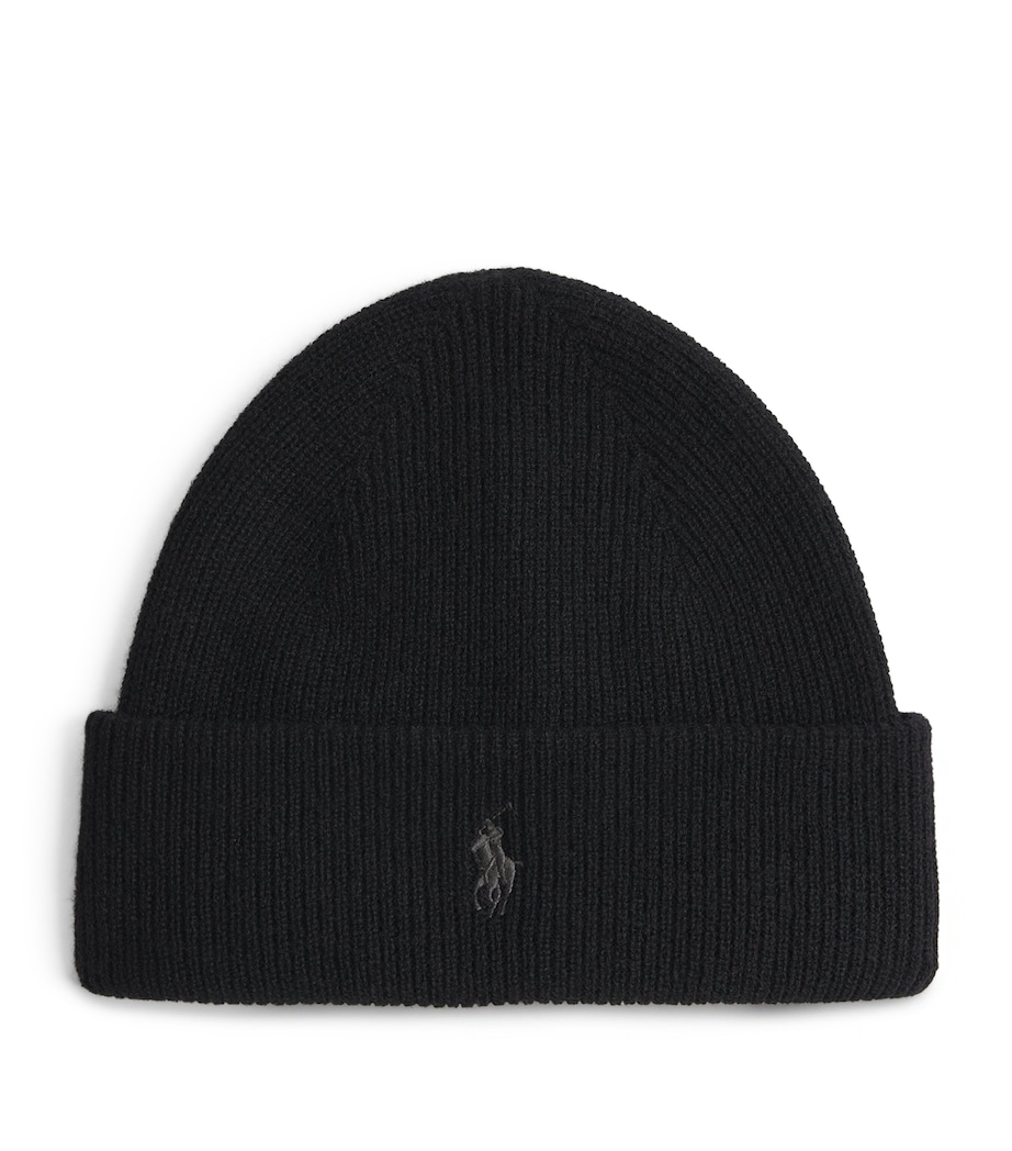 Cashmere Polo Pony Beanie BLACK Image 1