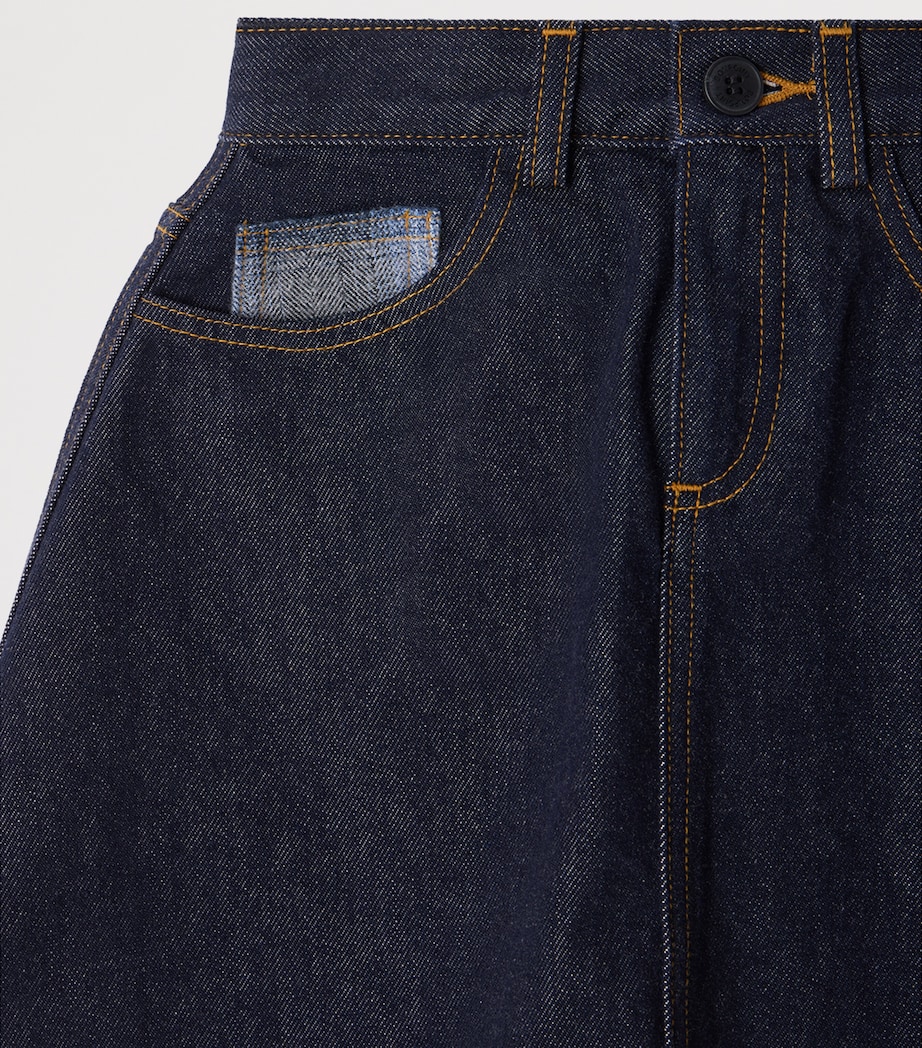 Bonpoint x Maison Kitsuné Denim Embroidered Mini Skirt (14 Years) Jean Fonce Image 3