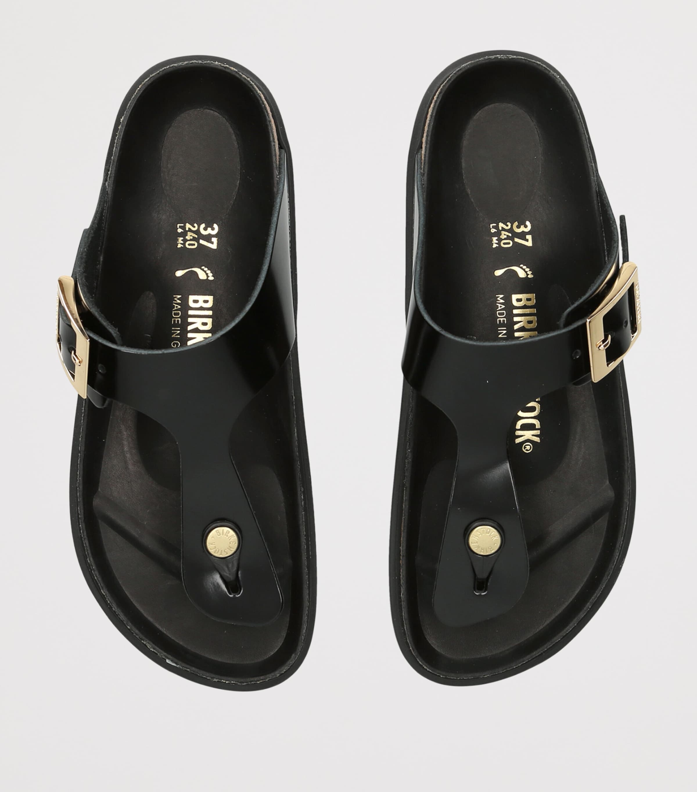 Birkenstock Patent Leather Gizeh Sandals (Narrow Fit) Black Image 4