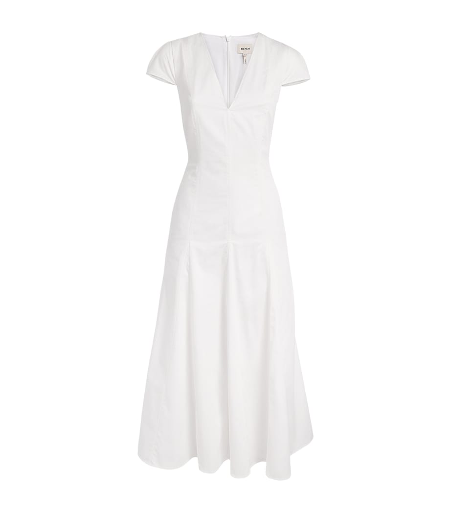 ME+EM Womens Cotton Poplin Midi Dress Soft White Image 1