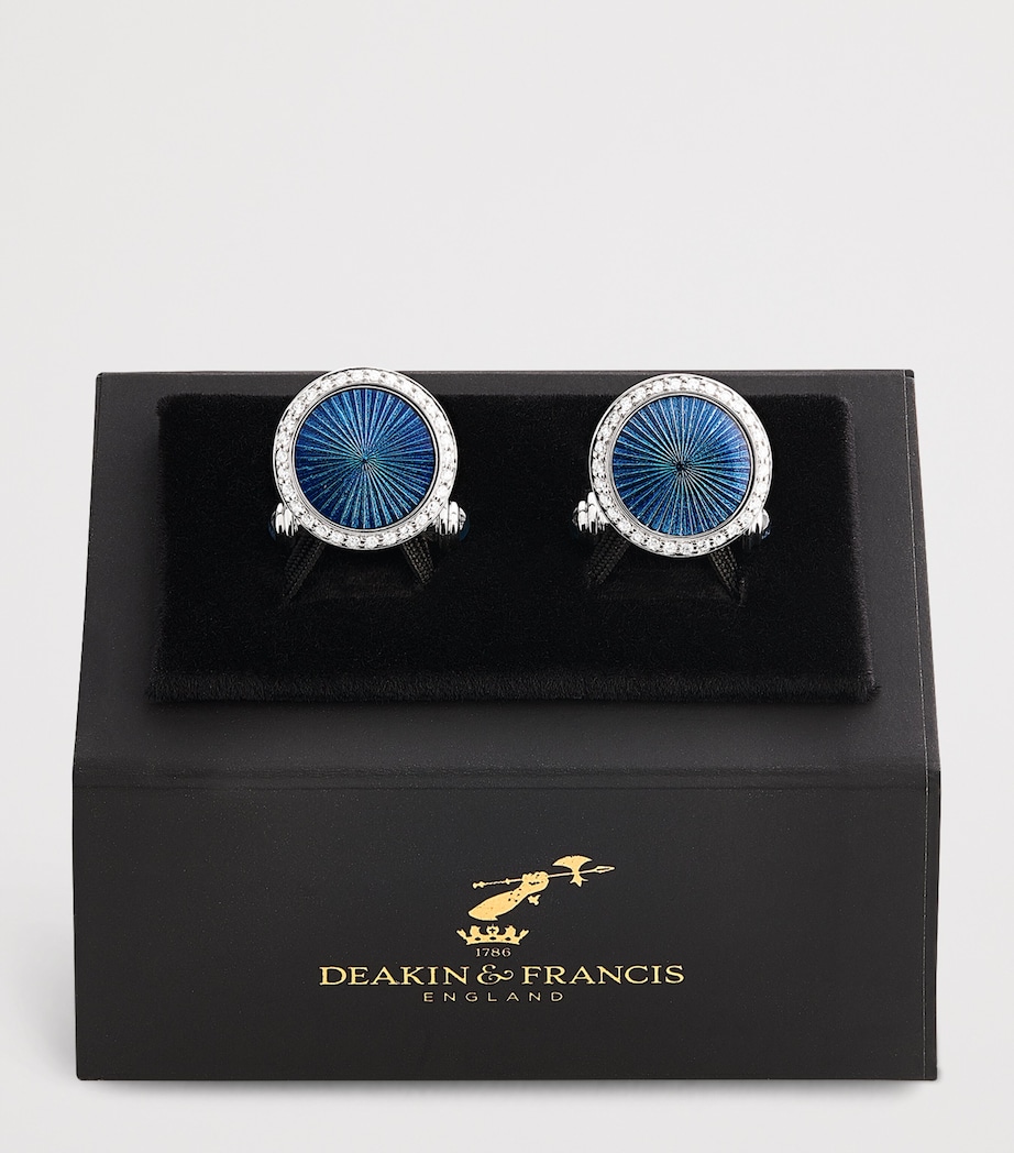 Deakin & Francis White Gold, Diamond and Blue Sapphire Cufflinks Gold Image 3