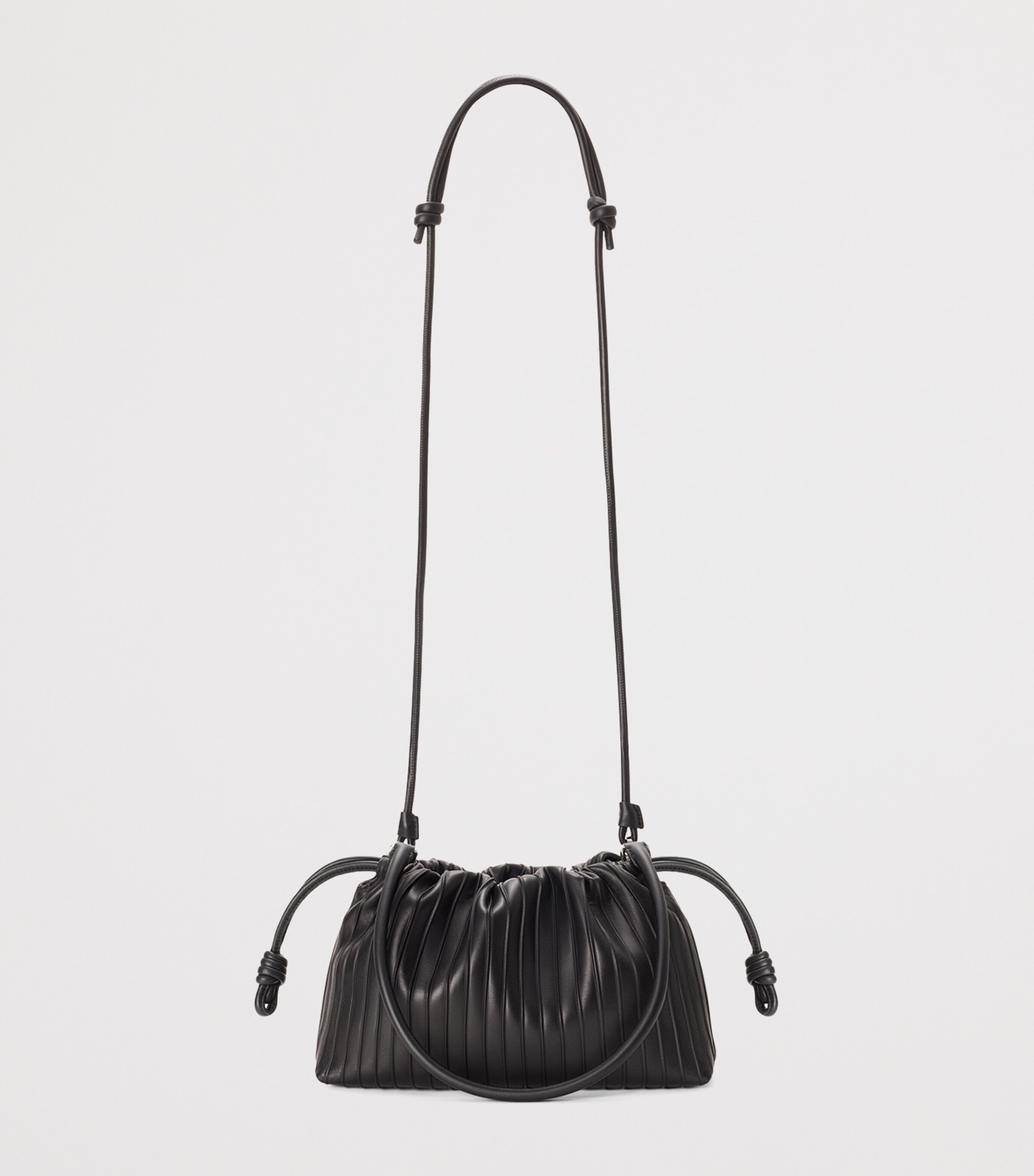 LOEWE Medium Pleated Leather Flamenco Bag Black Image 11