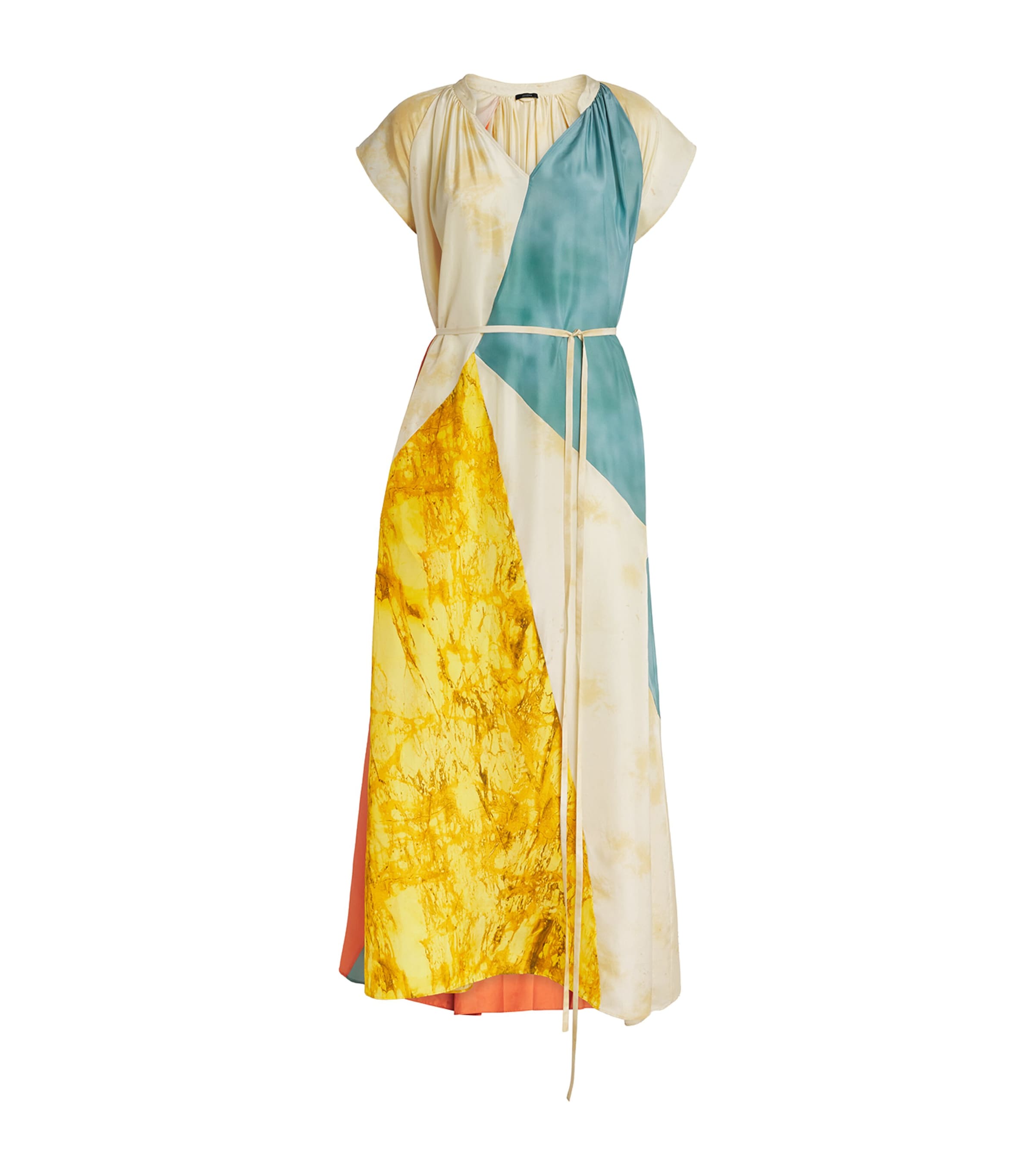 Joseph Tulipa Marble-print Habotai Silk Maxi Dress In Yellow