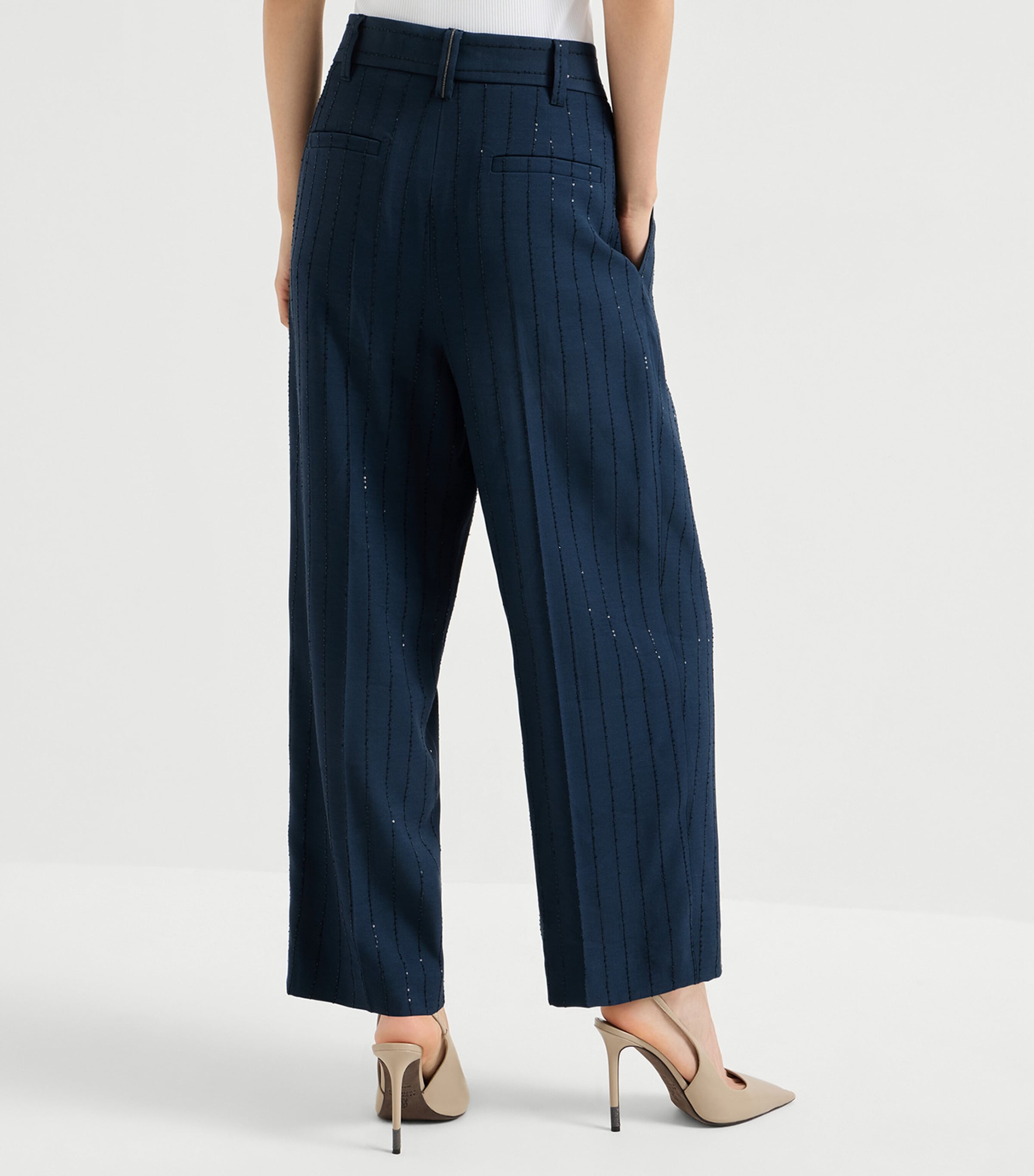 Brunello Cucinelli Womens Dazzling Stripe Trousers Image 5