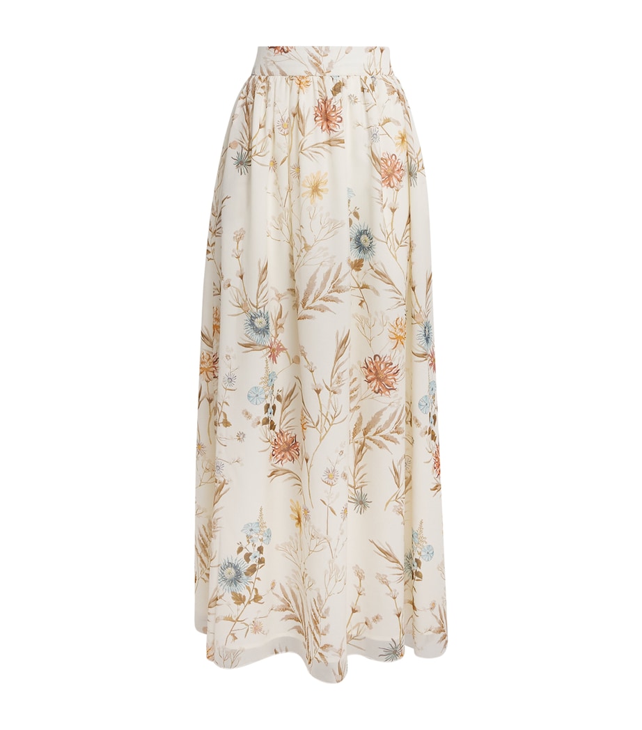 Eleventy Womens Silk Floral Print Maxi Skirt Sabbia Image 1