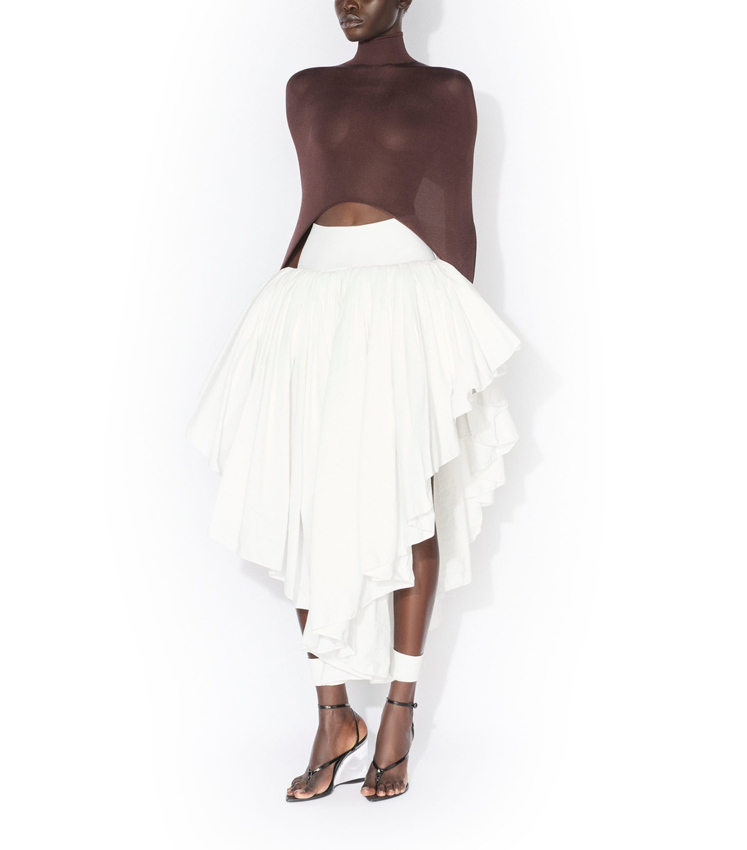 Alaïa Womens Asymmetric Maxi Skirt Blanc Image 2