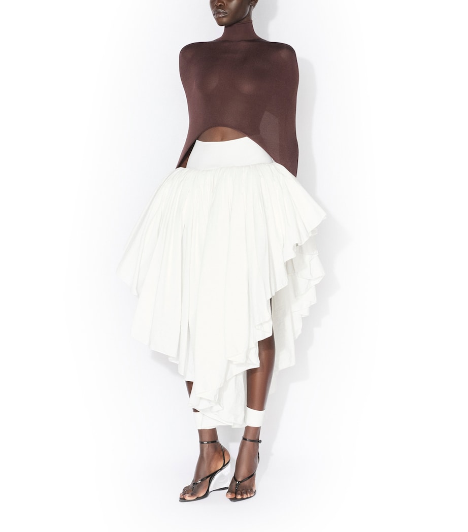 Alaïa Womens Asymmetric Maxi Skirt Blanc Image 2