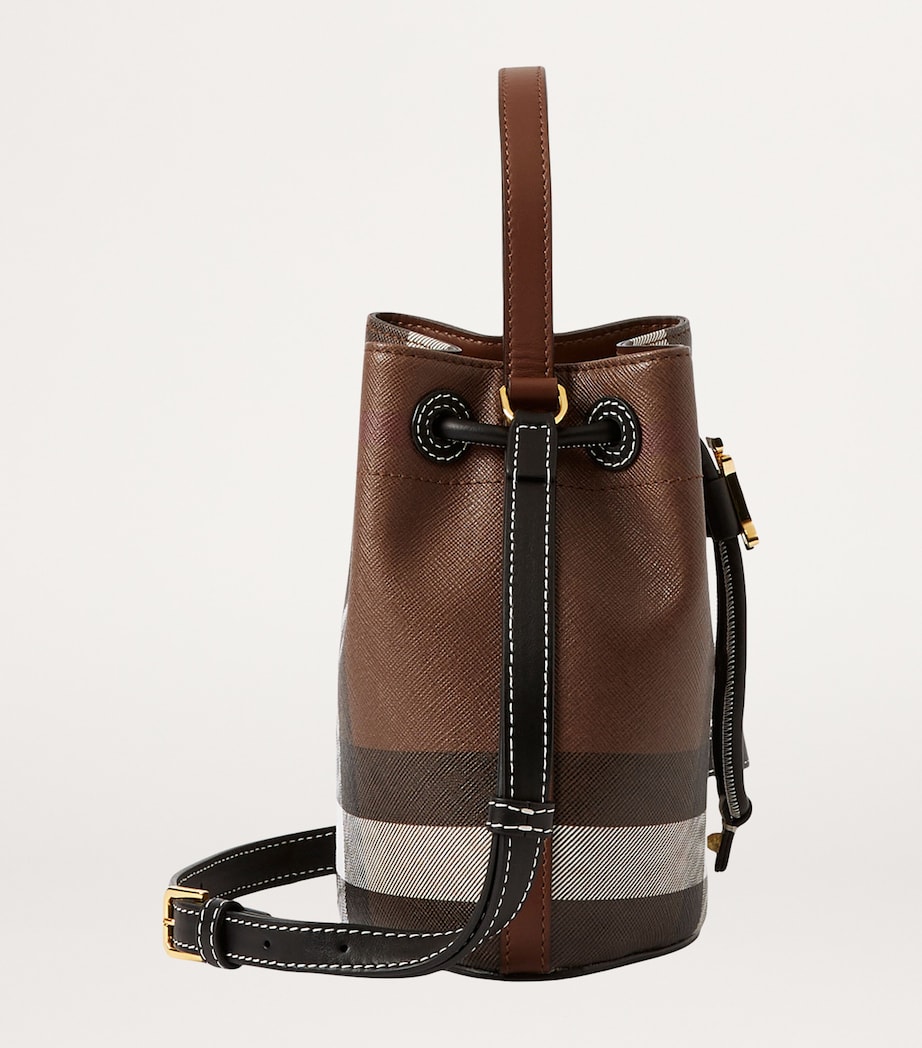 Burberry Mini Check Monogram Bucket Bag Dark Birch Brown Image 2