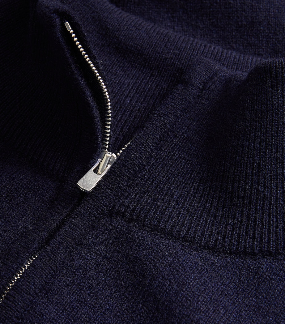 Cashmere Zip-Up Sweater NAVY Image 5