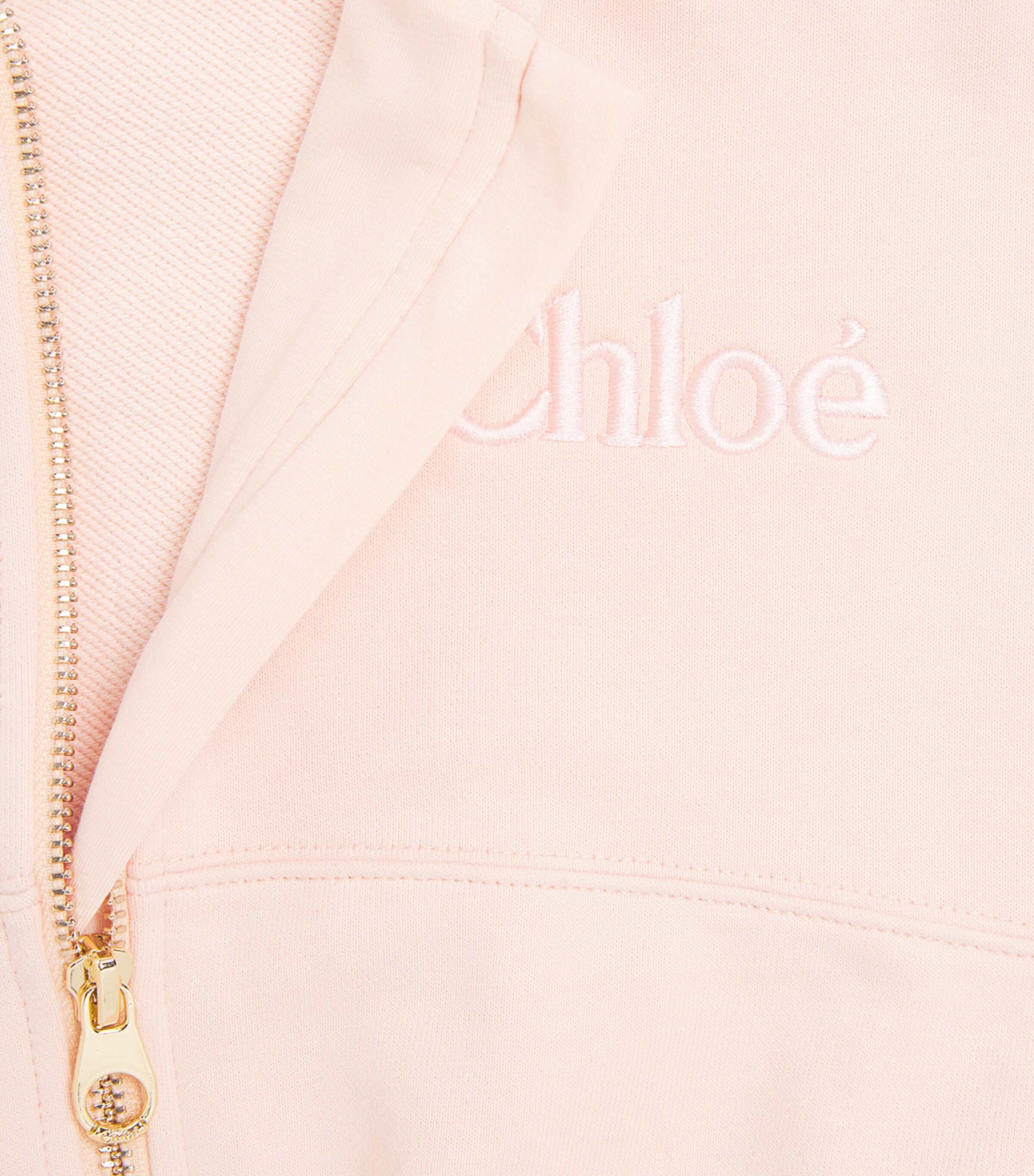 Chloé Kids Cotton Logo Zip-Up Hoodie (4-14 Years) Pink Image 3