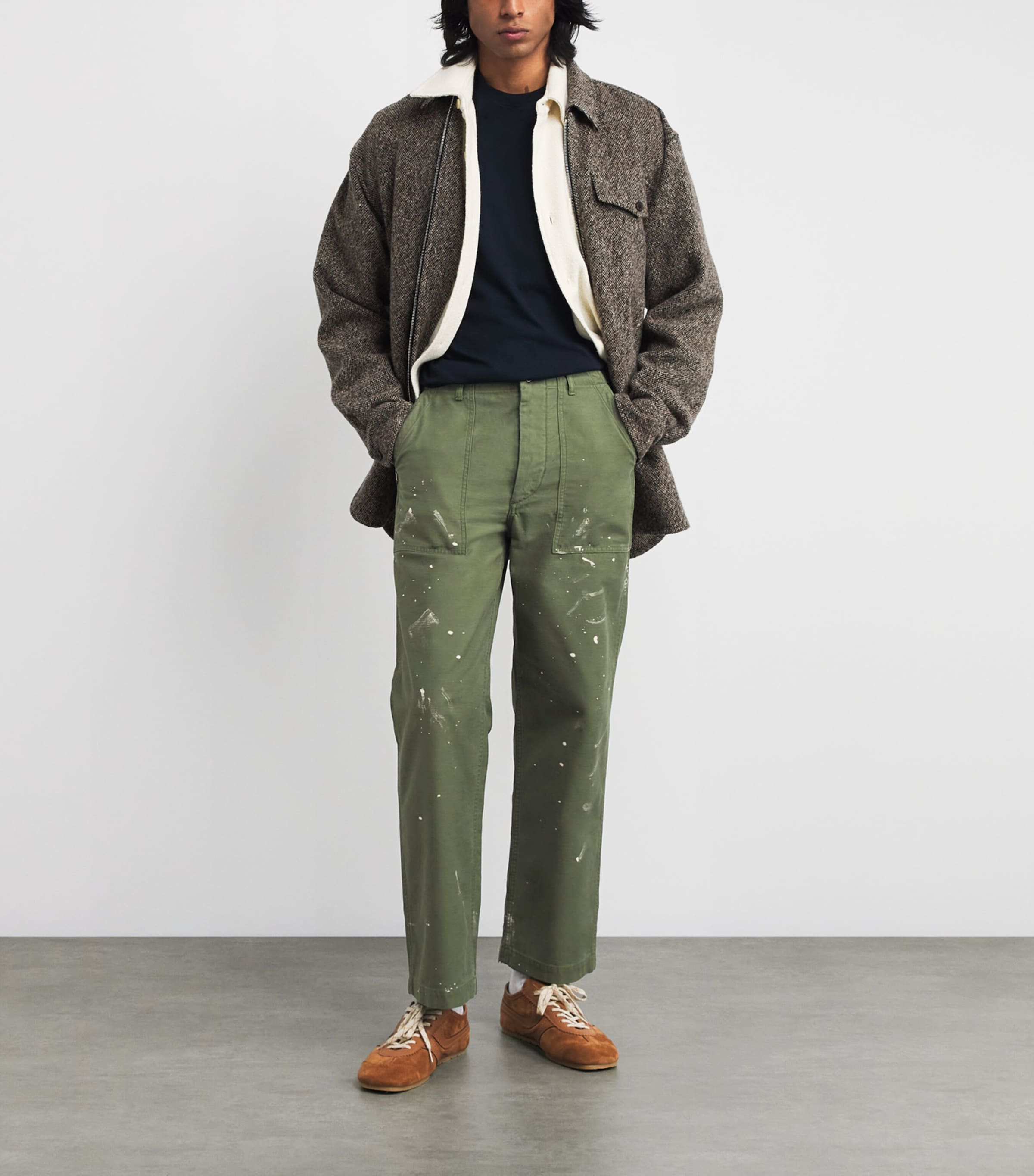 Auralee Green Cotton Bleached Chinos | Harrods US