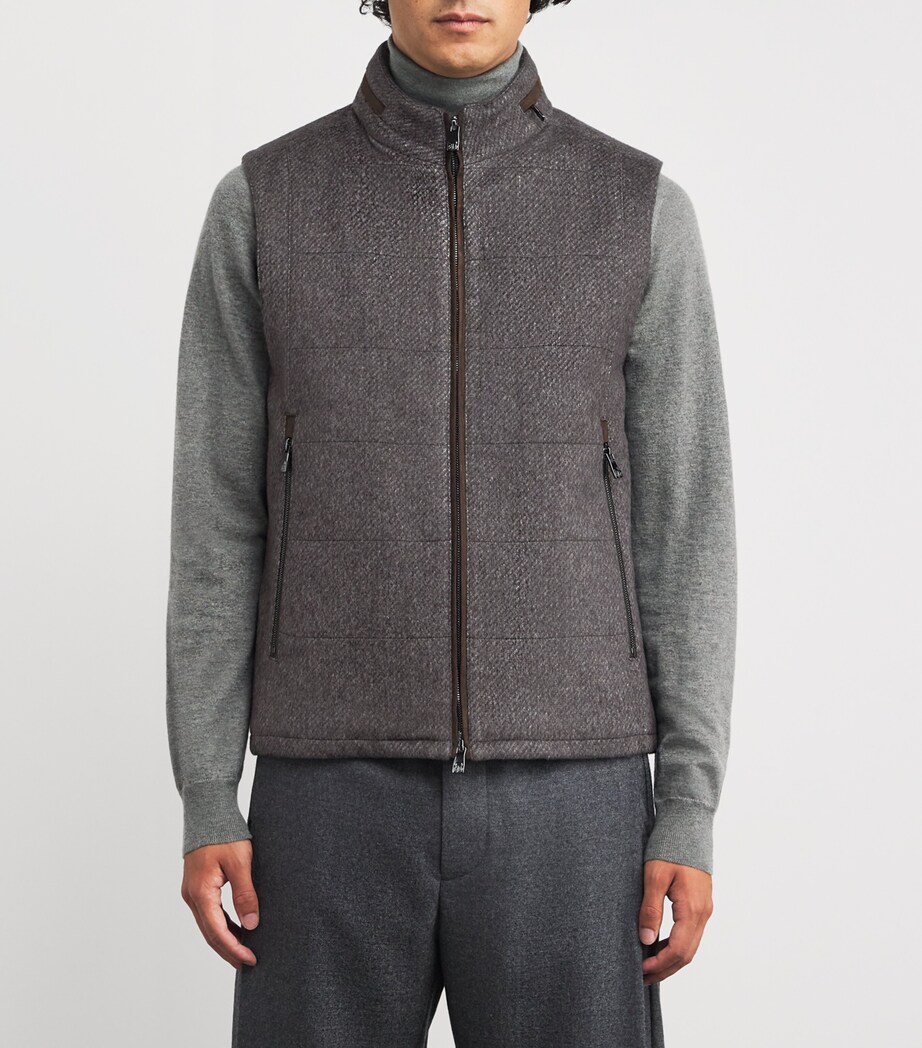 Corneliani Mens Silk-Cashmere Gilet Grey Melange Image 3