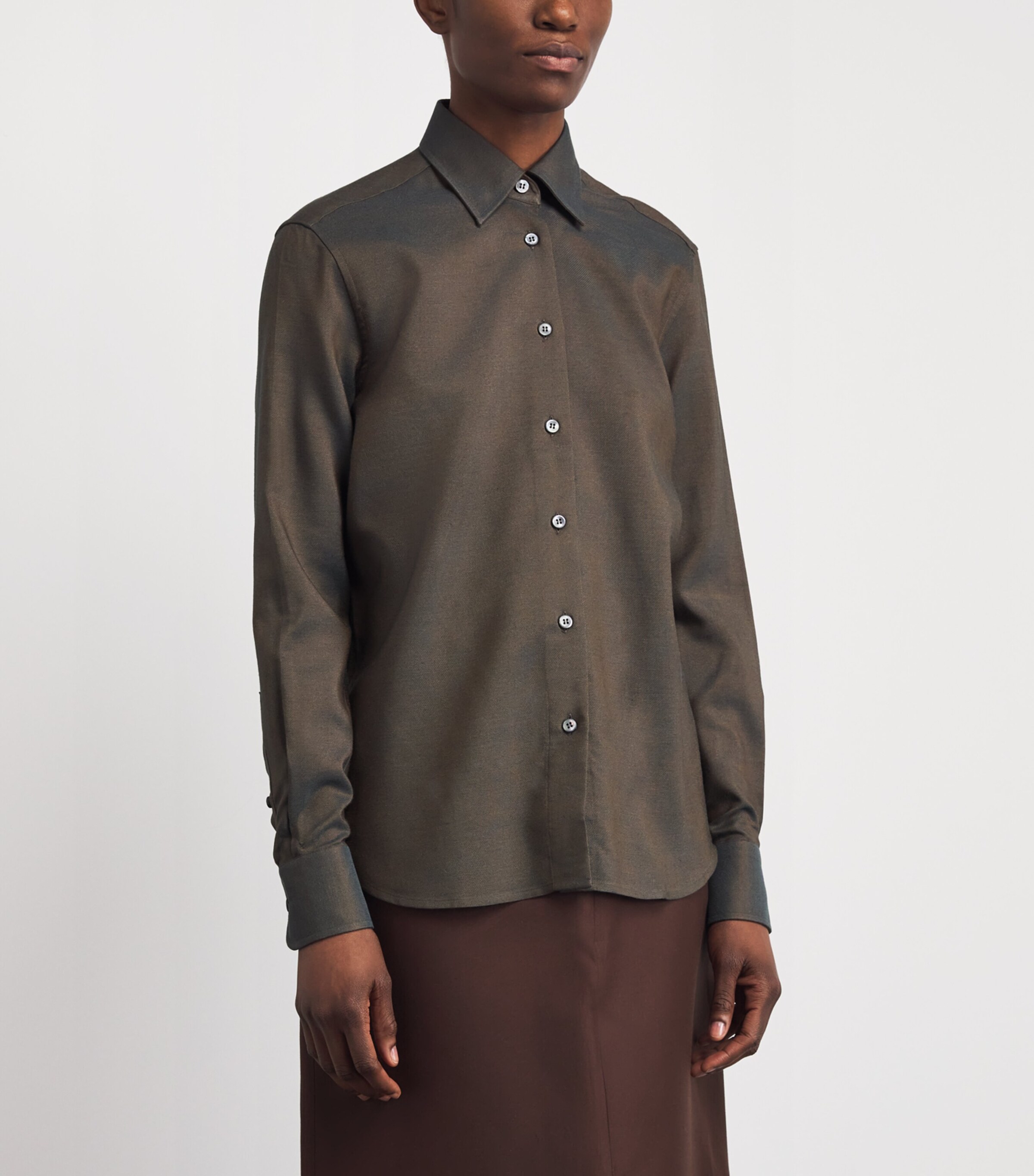 Brioni Womens Silk Button-Up Shirt Image 4
