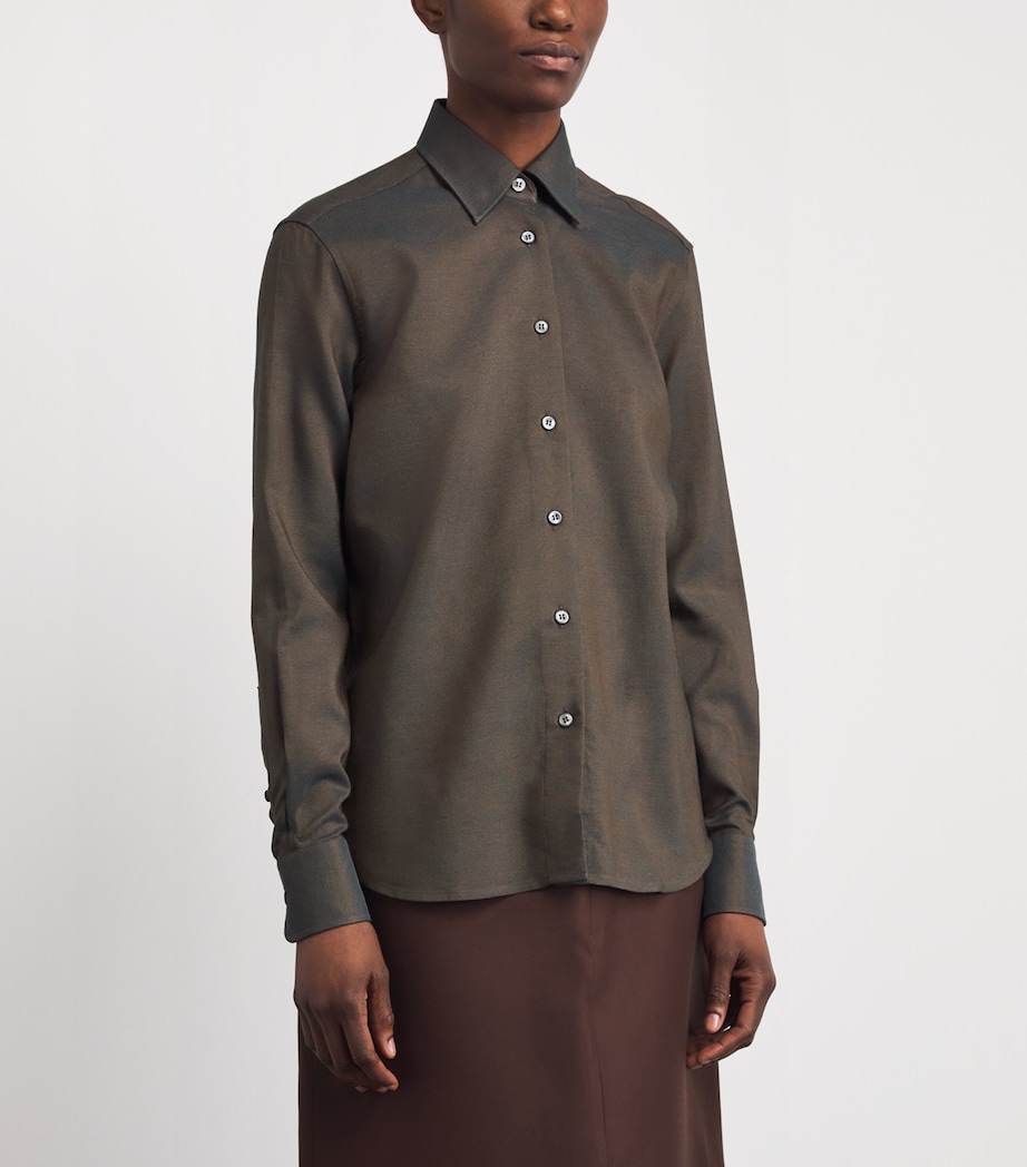 Brioni Womens Silk Button-Up Shirt Image 4