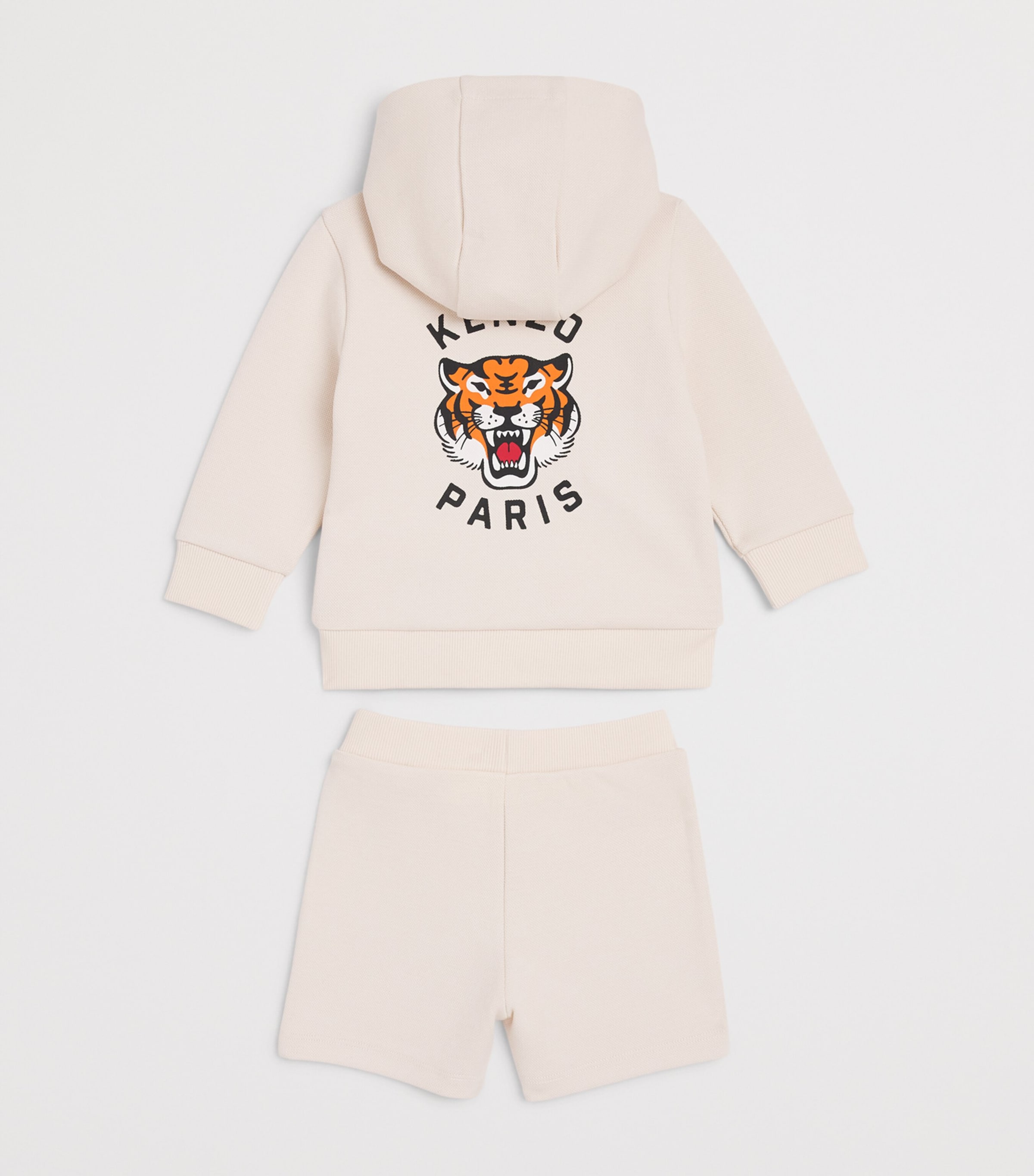 Kenzo Kids Tiger Logo Hoodie and Sweatshorts Set (6 Months-4 Years) Sand Image 2