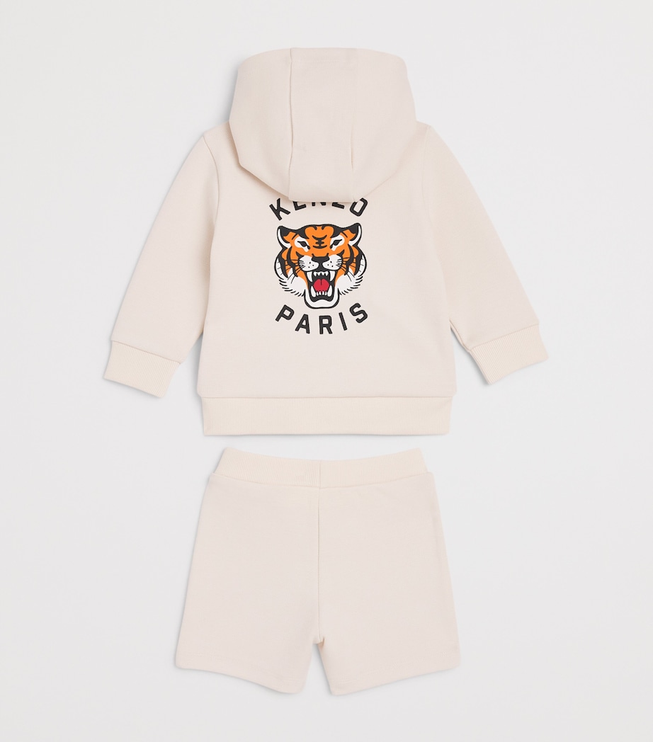 Kenzo Kids Tiger Logo Hoodie and Sweatshorts Set (6 Months-4 Years) Sand Image 2