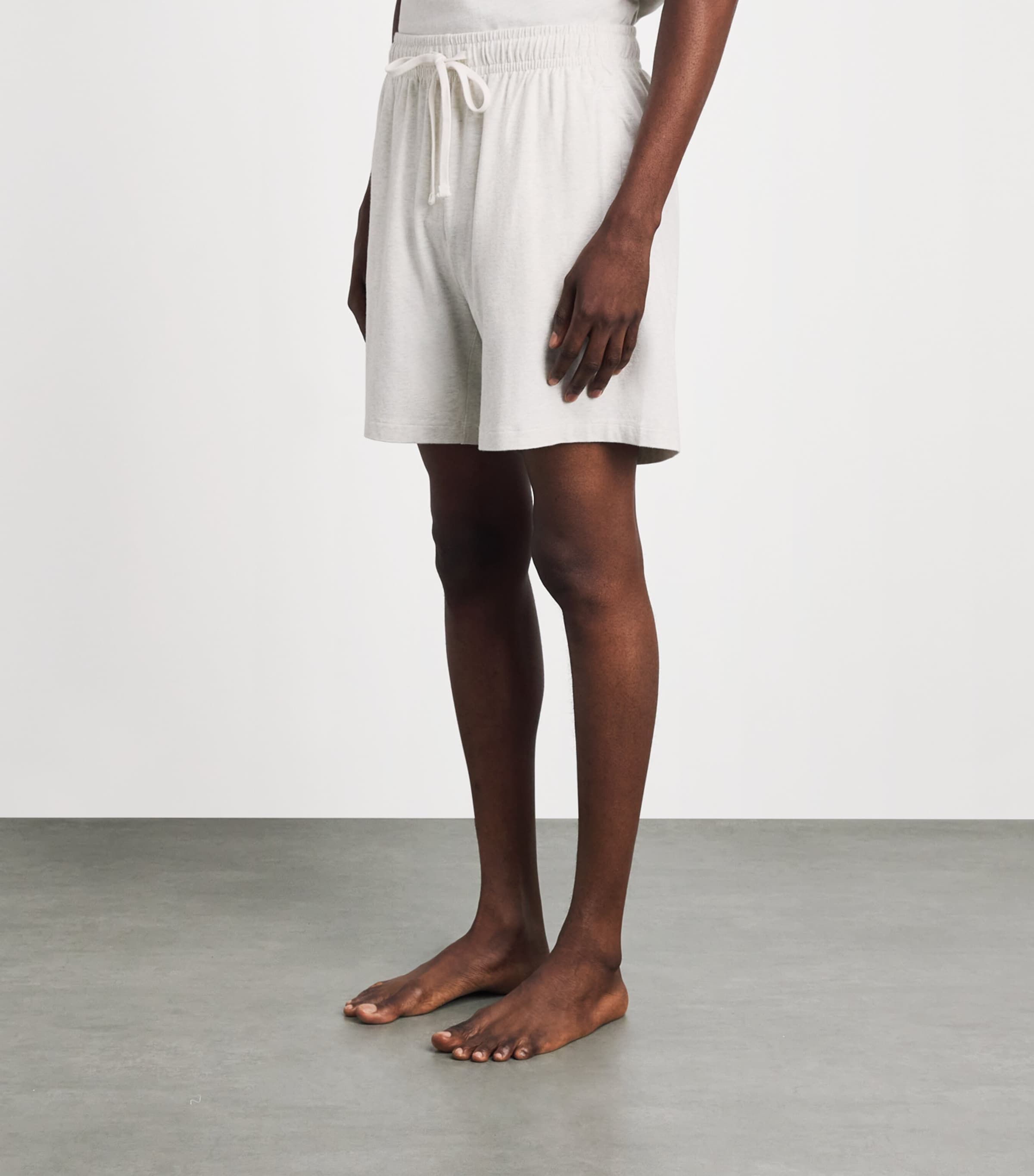 Skims Mens Cotton Relaxed Shorts Chalk Heather Image 4