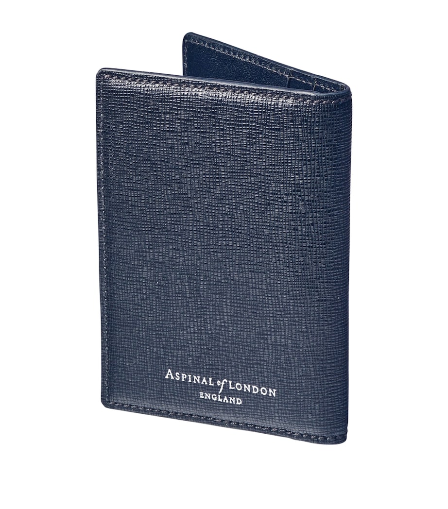 Grained Leather Credit Card Case NAVY Image 3