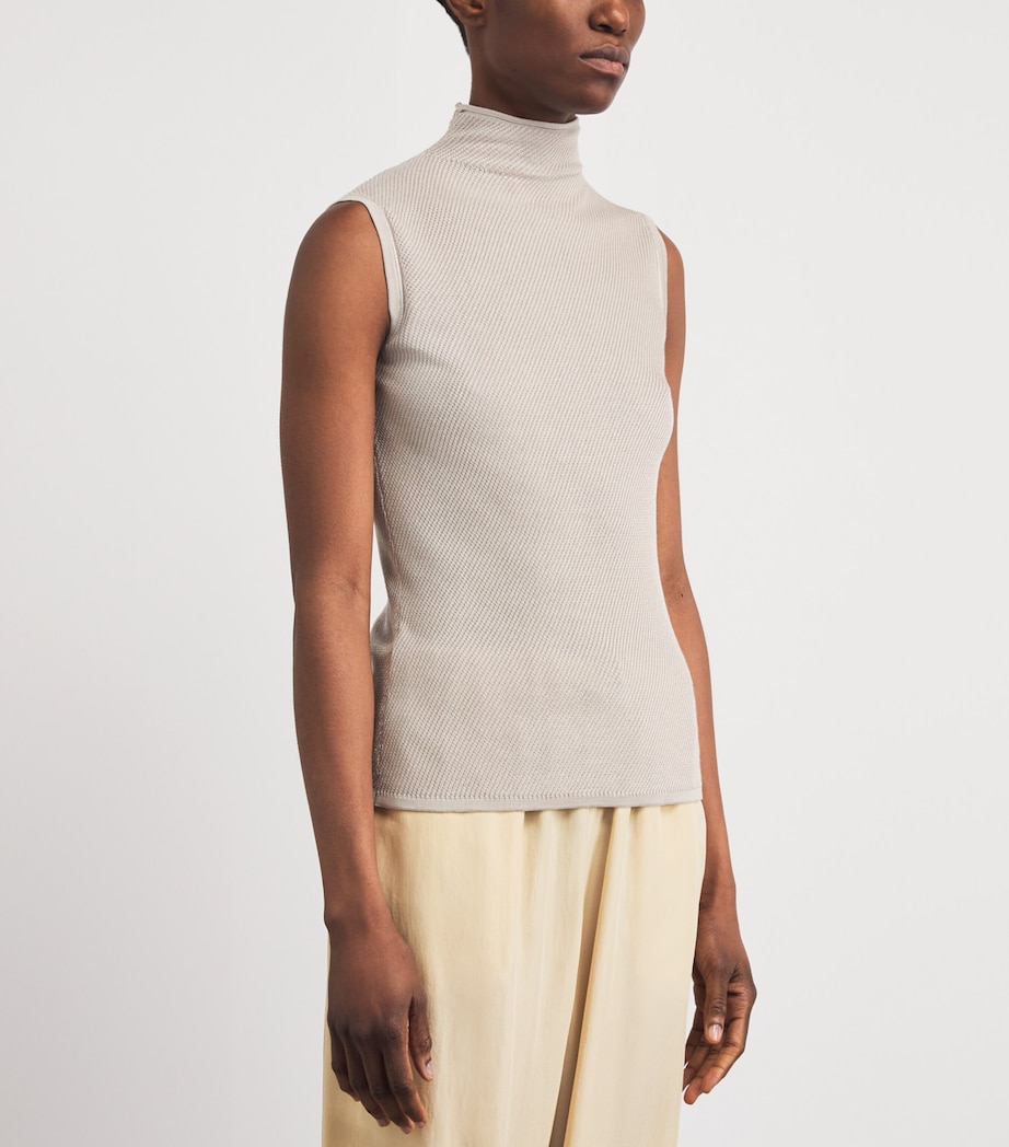 Colombo Womens Silk High-Neck Top Sand Image 4