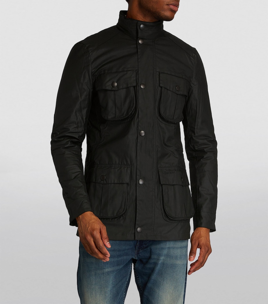 Hooded Wax Jacket BLACK Image 3