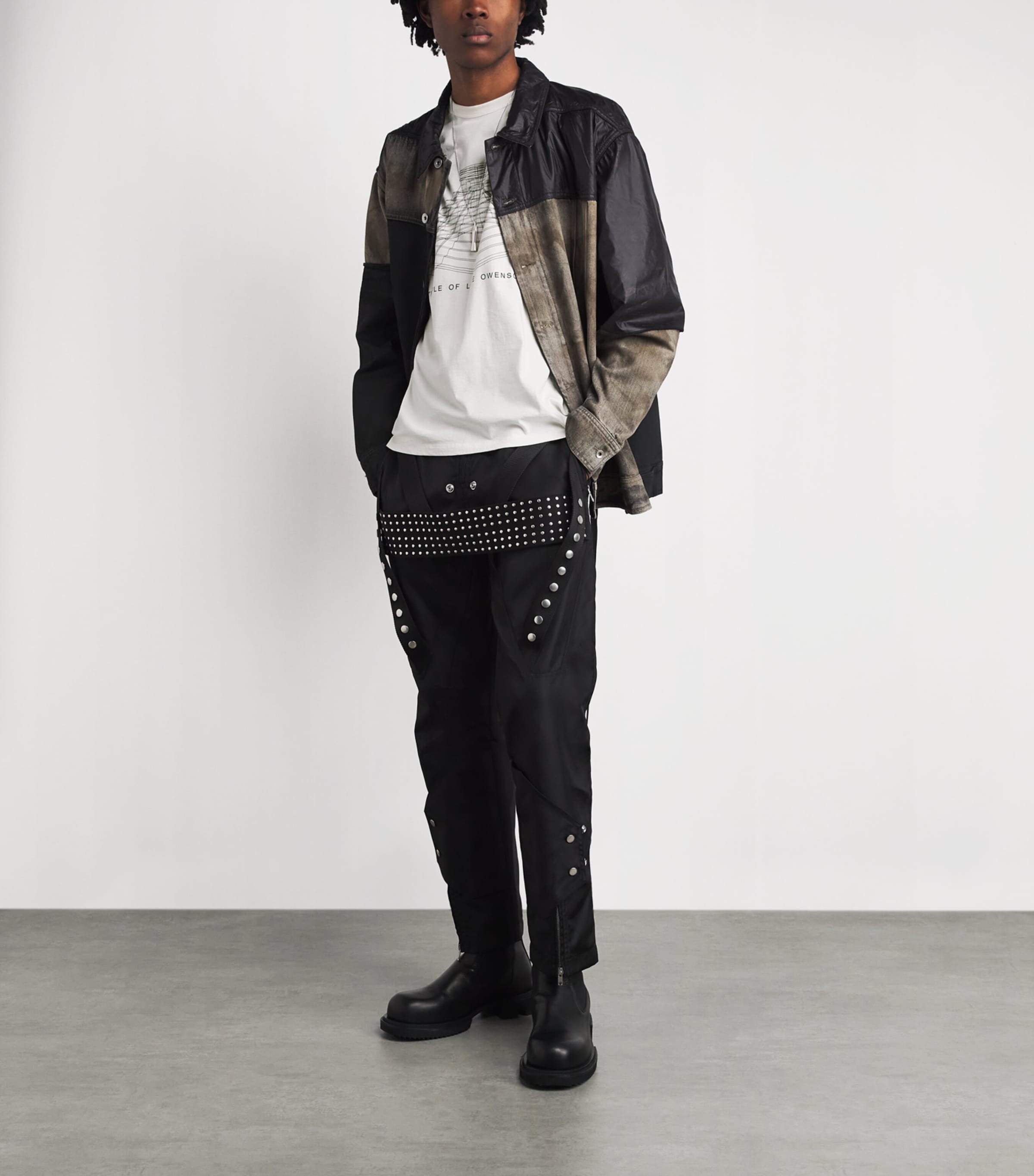 Rick Owens Mens Cotton Brad Graphic T-Shirt Milk/black Image 2