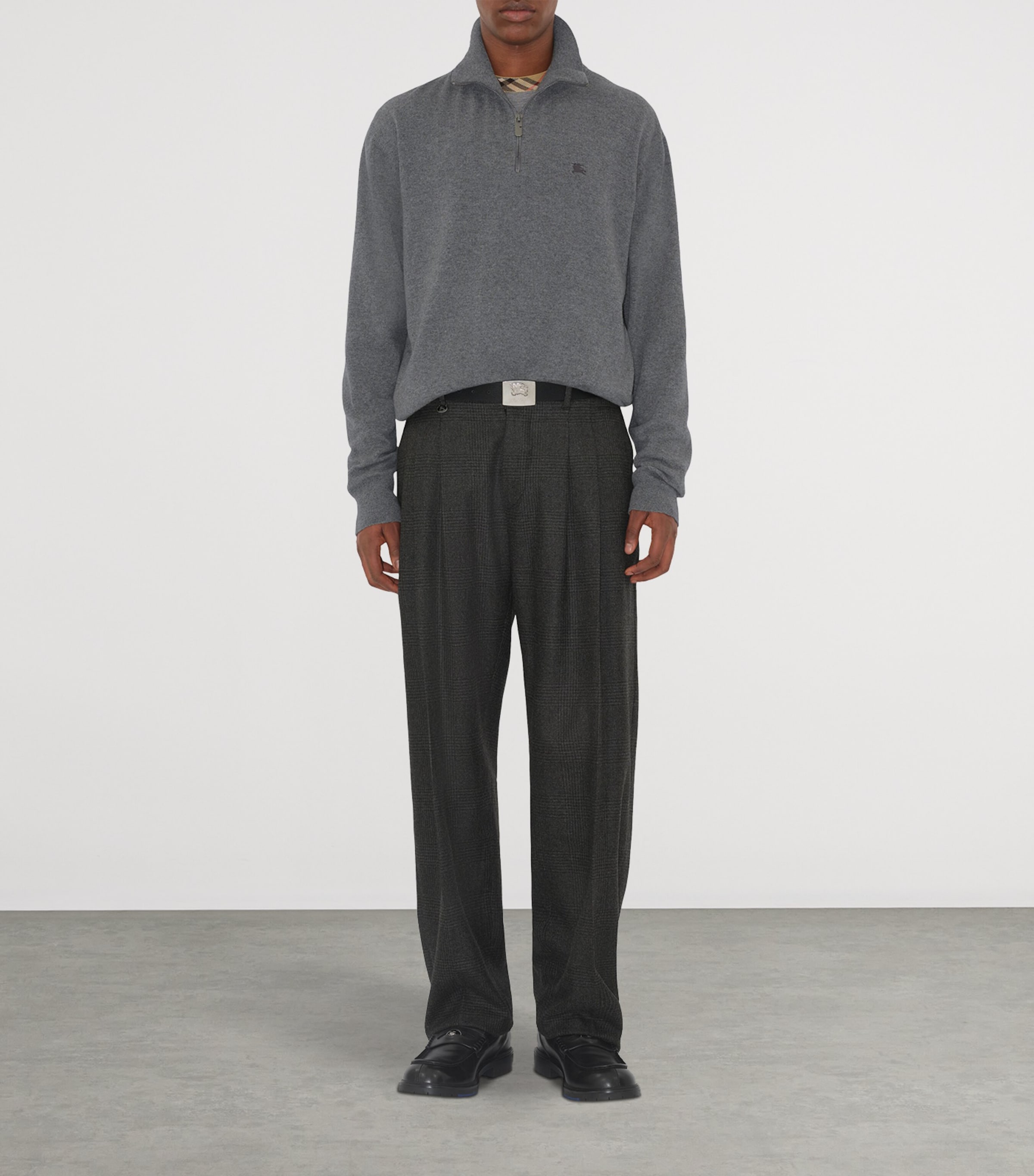 Cashmere-Blend Quarter-Zip Slim Sweater GREY Image 2