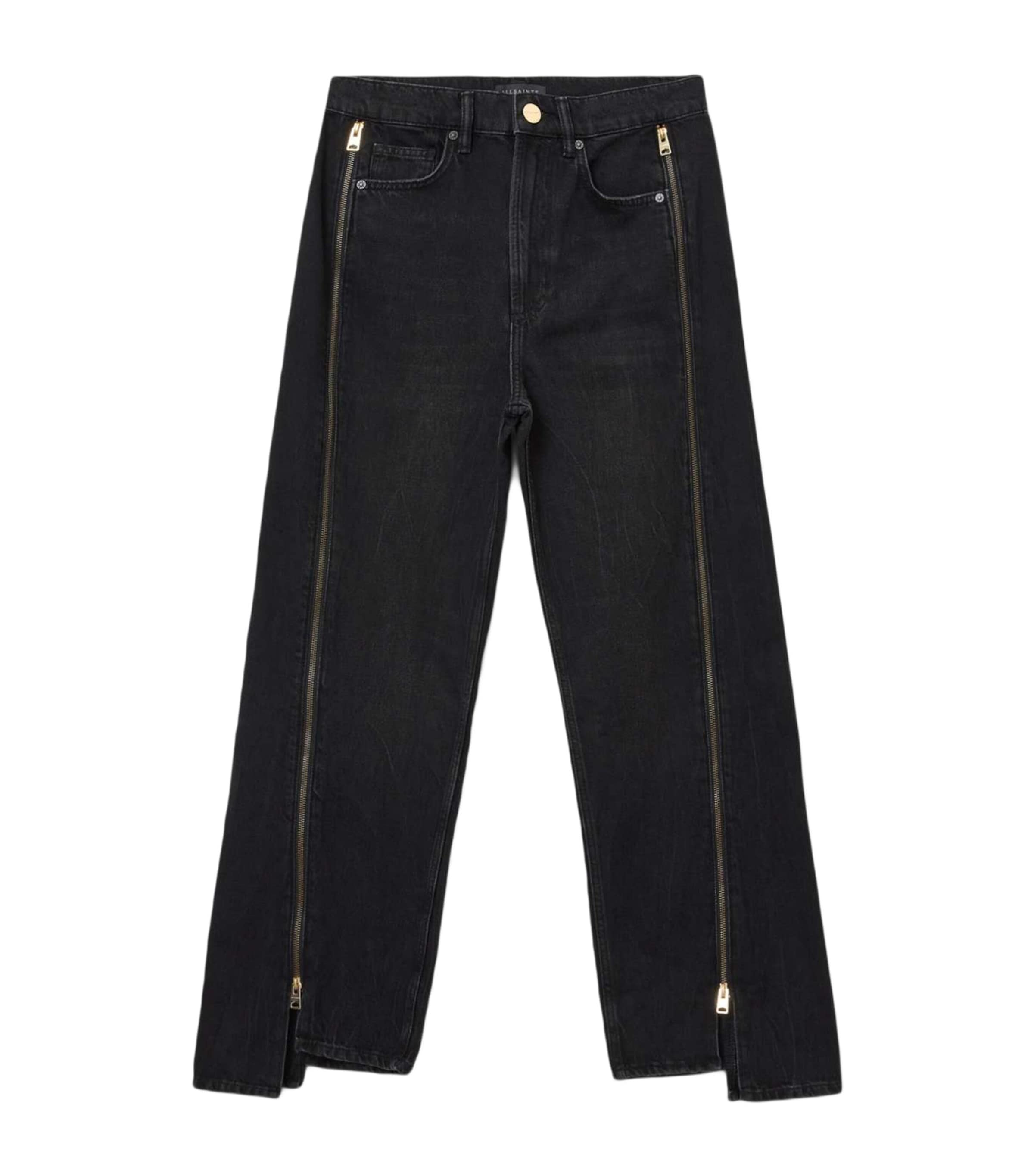 Allsaints Organic Cotton Frankie Wide-leg Jeans In Black