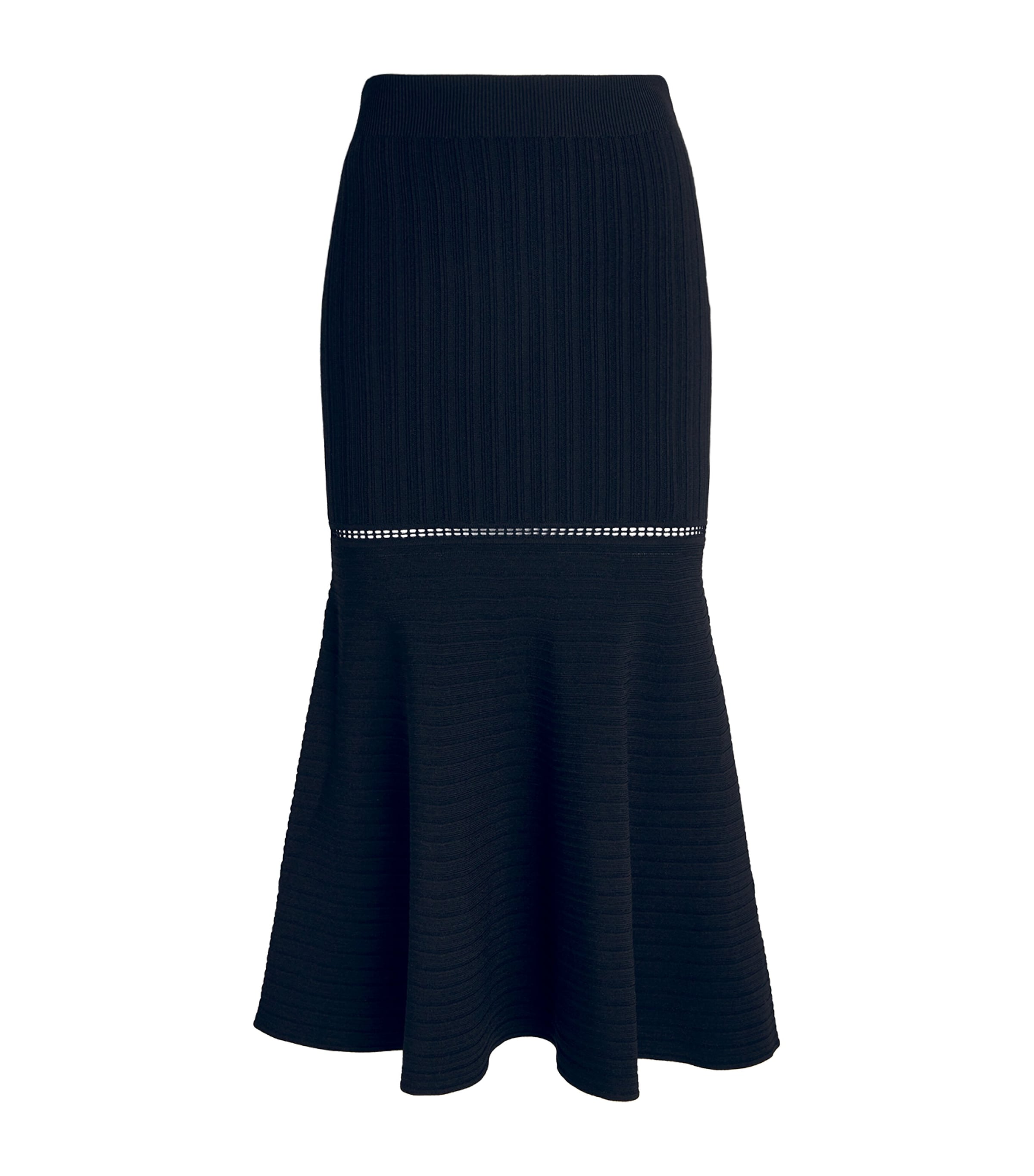 Victoria Beckham Flared Midi Skirt In Black