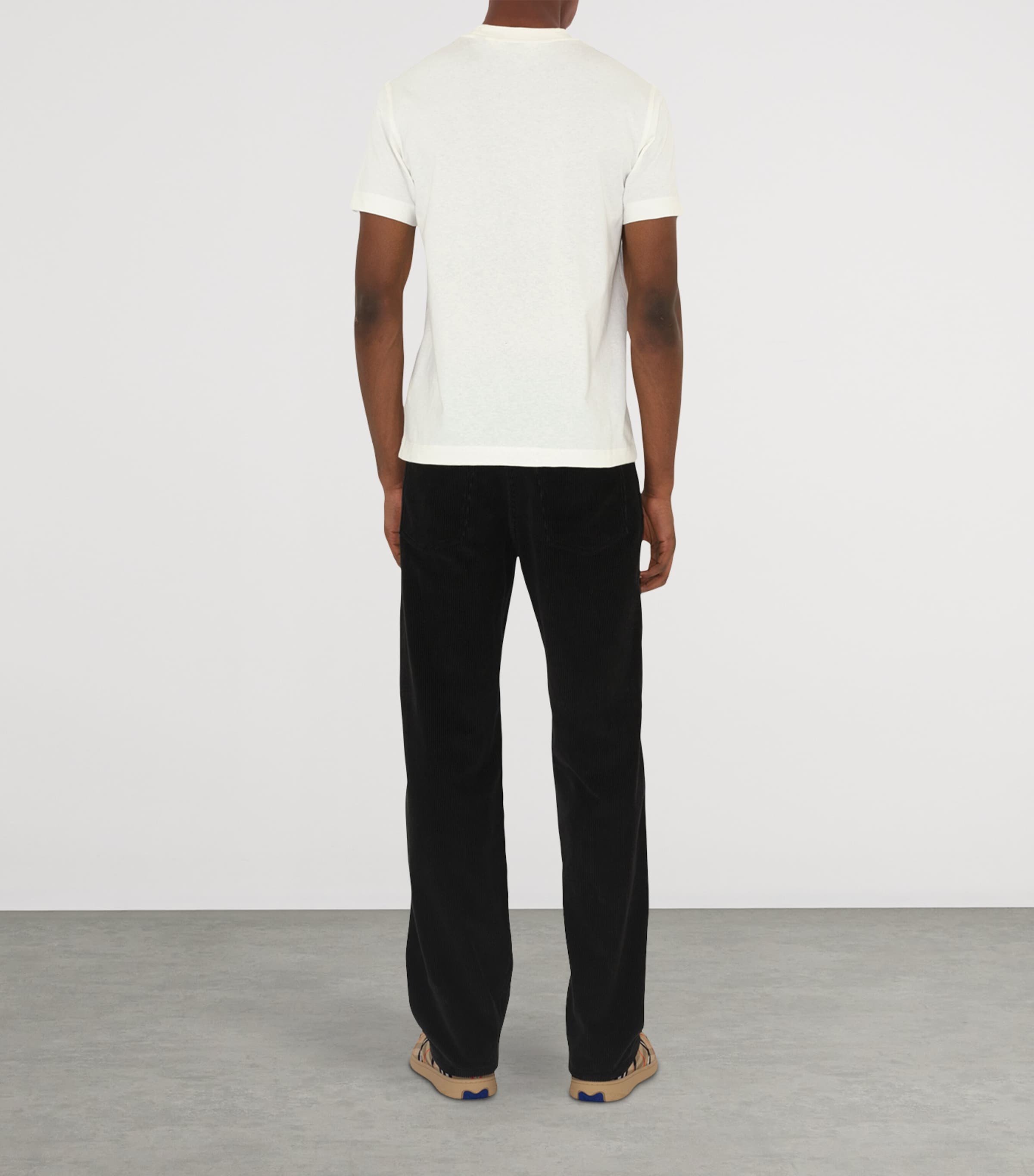 Cotton Check-Trim T-Shirt CHALK Image 4