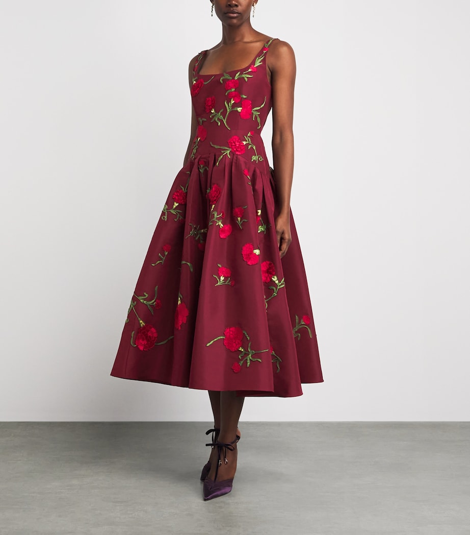 Carolina Herrera Womens Silk Floral Embroidered Midi Dress Rioja Multi Image 2