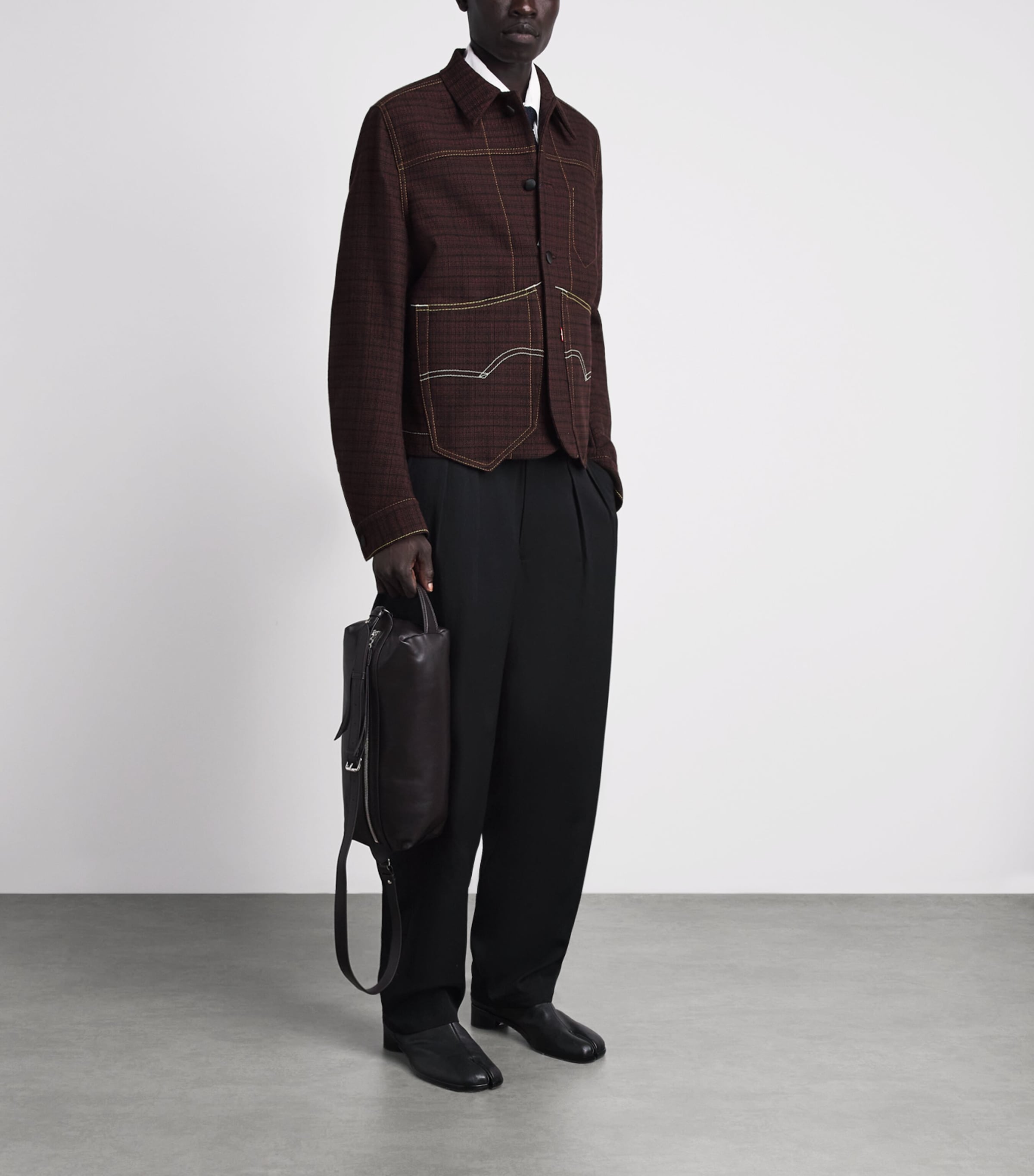 Junya Watanabe MAN Mens x Levi’s Wool-Blend Bomber Jacket Burgundy/black Image 2