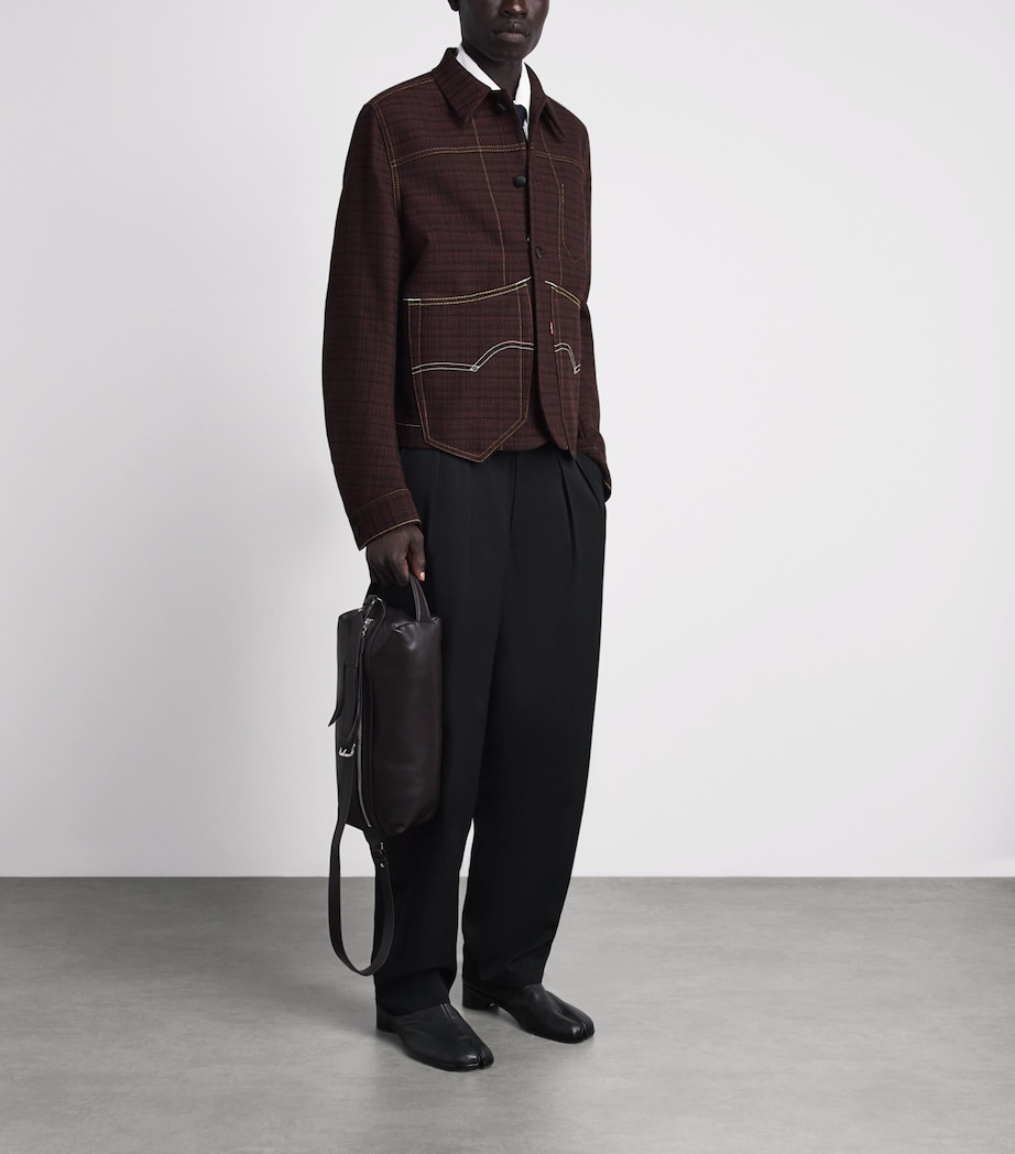 Junya Watanabe MAN Mens x Levi’s Wool-Blend Bomber Jacket Burgundy/black Image 2