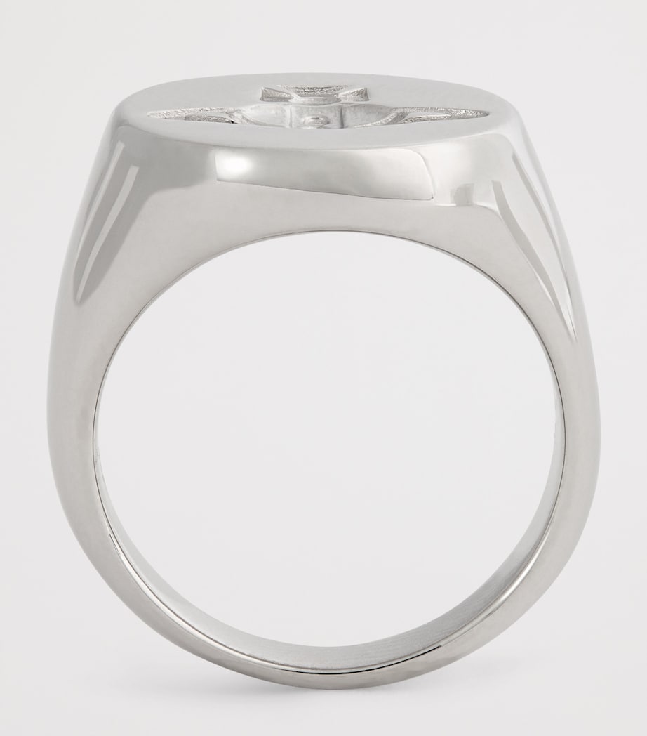 Vivienne Westwood Rhodium-Plated Sterling Silver Orb Signet Ring Rodium Silver Image 3