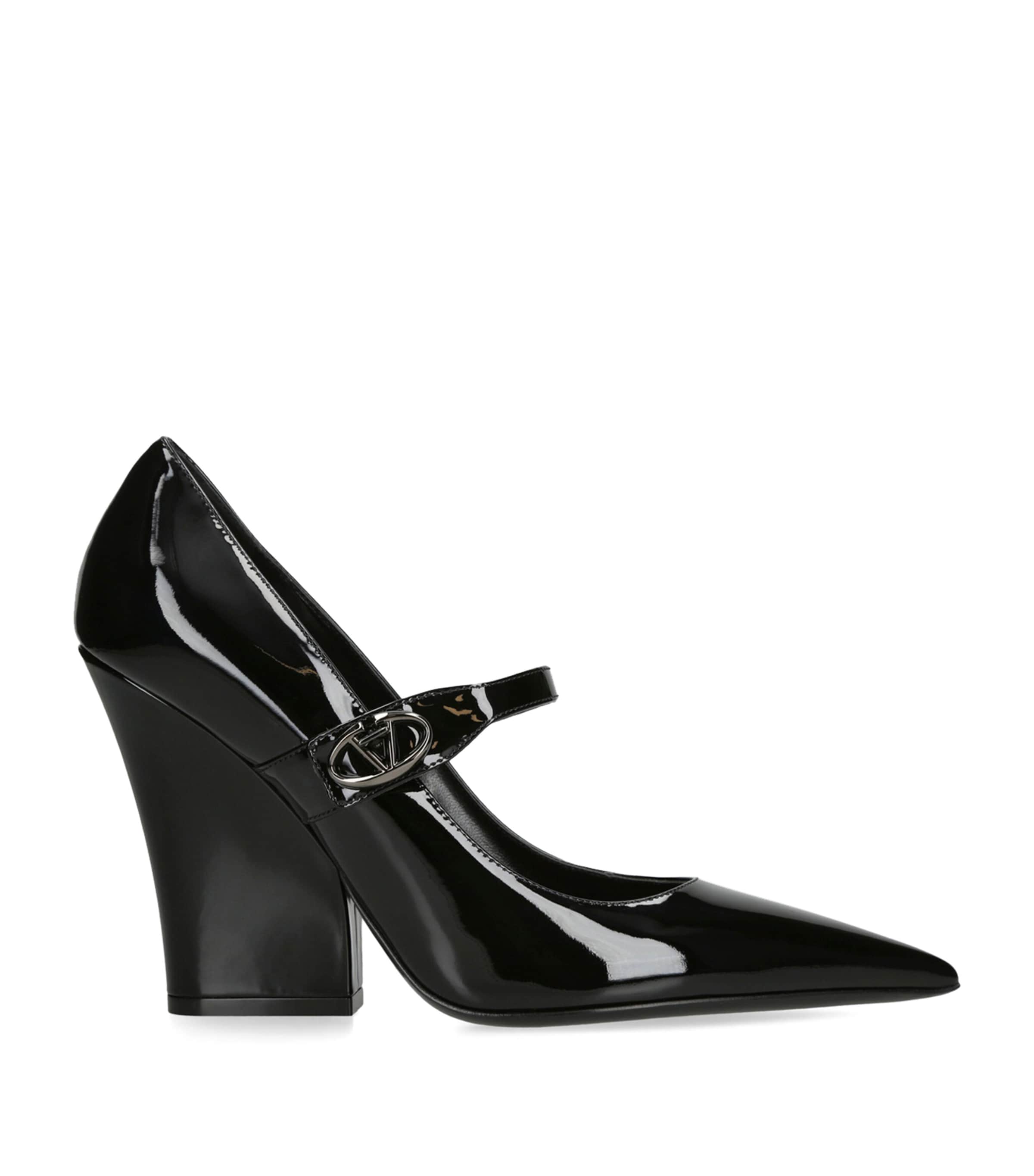 Valentino Garavani Mary Jane Patent Leather Shoes In Black