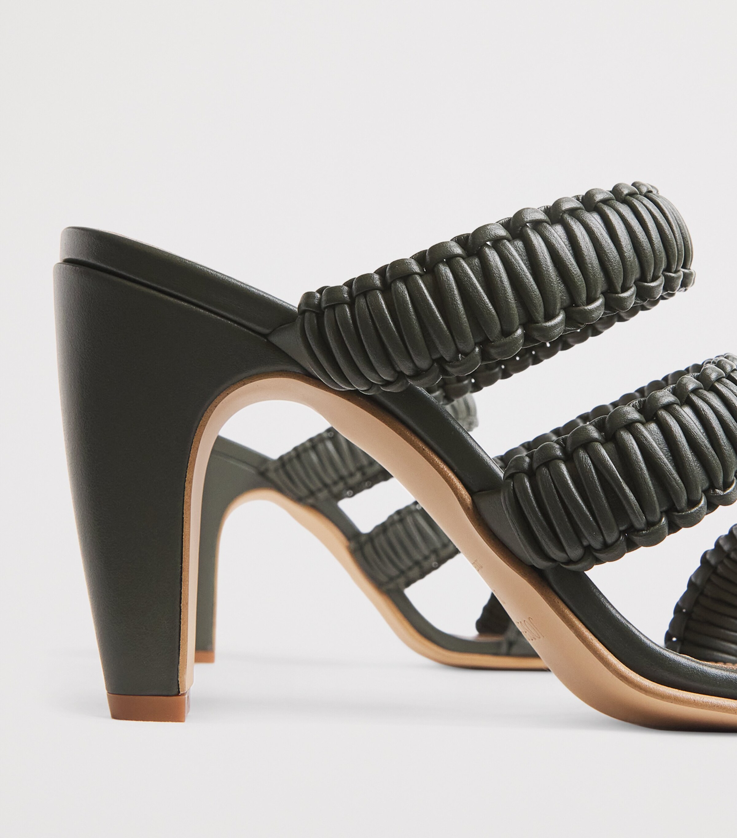 Joseph Leather Noor Heeled Sandals 75 Palm Leaf Image 7