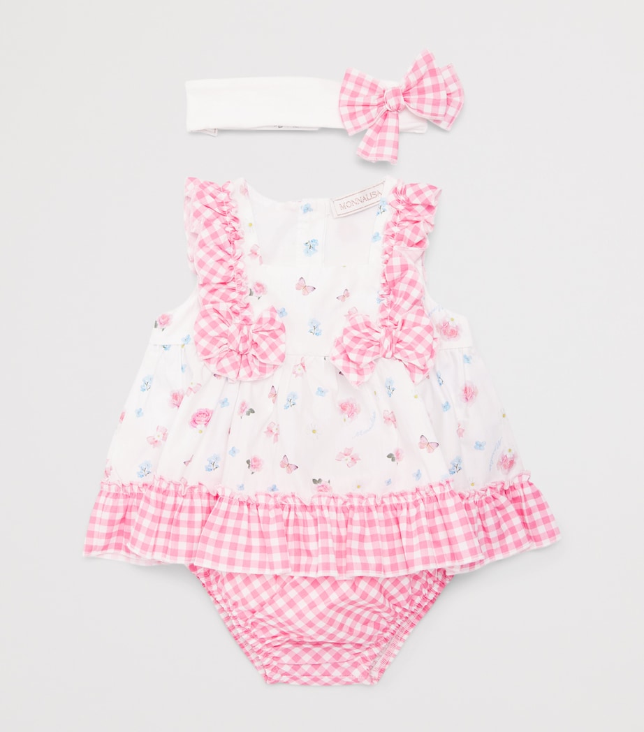 Monnalisa Floral Dress and Bloomers Set (1-9 Months) White+fairytale Pink Image 3