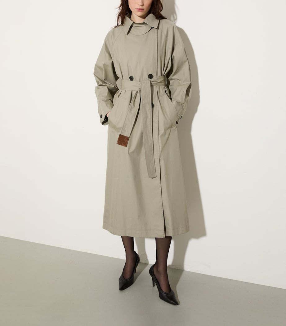 MAX&Co. Womens Cotton-Blend Trench Coat Sage Image 2