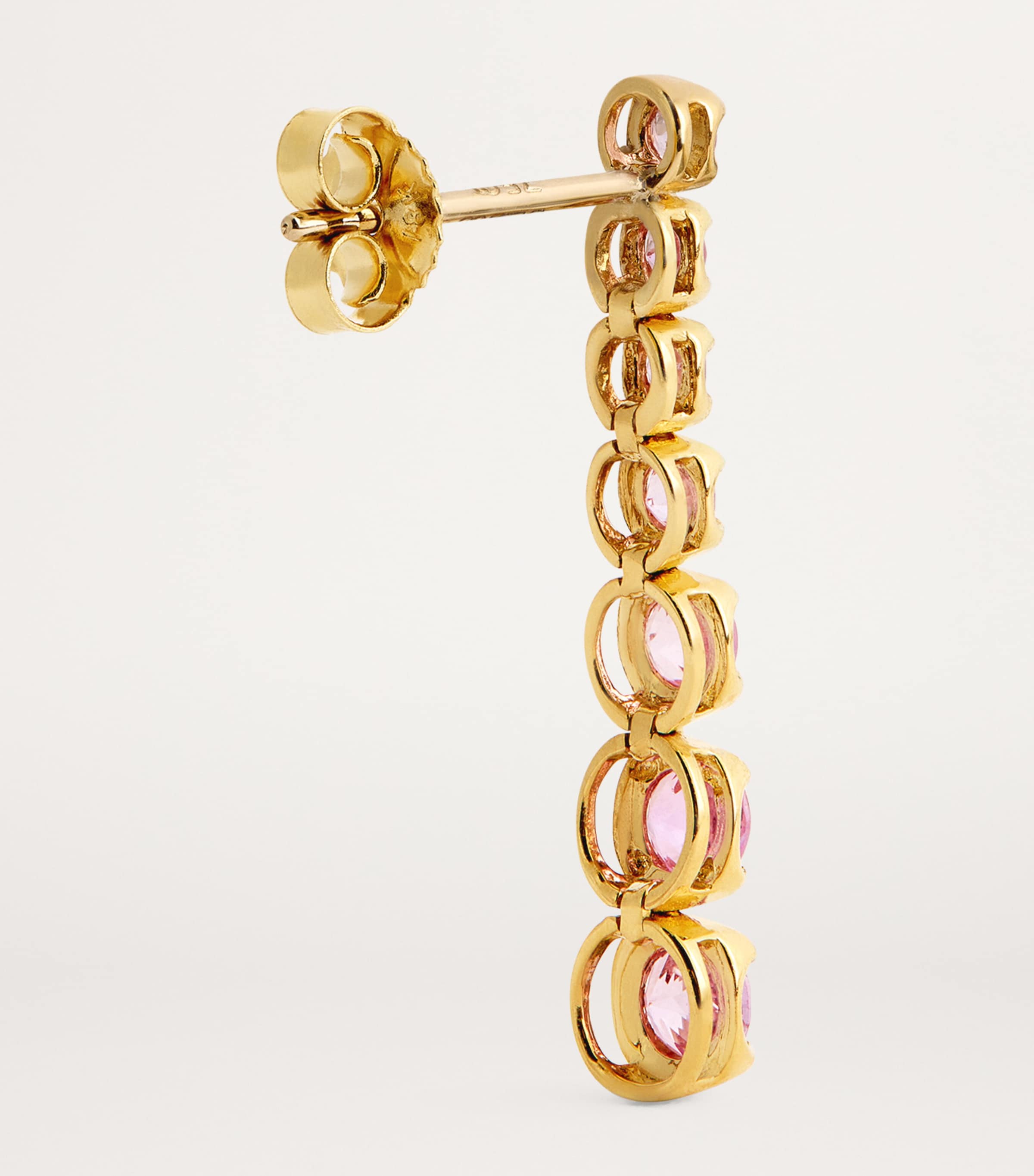 Yellow Gold and Pink Sapphire Tennis Stud Earrings YELLOW GOLD Image 4