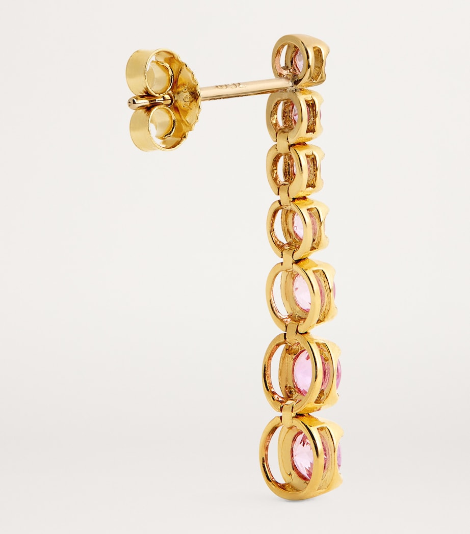 Yellow Gold and Pink Sapphire Tennis Stud Earrings YELLOW GOLD Image 4